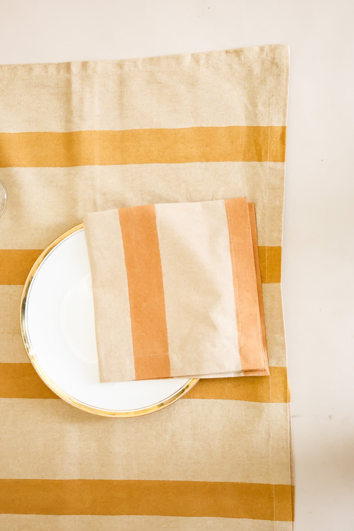 Oh! Stripes (Ochre) Block Print Napkins, Set of 4