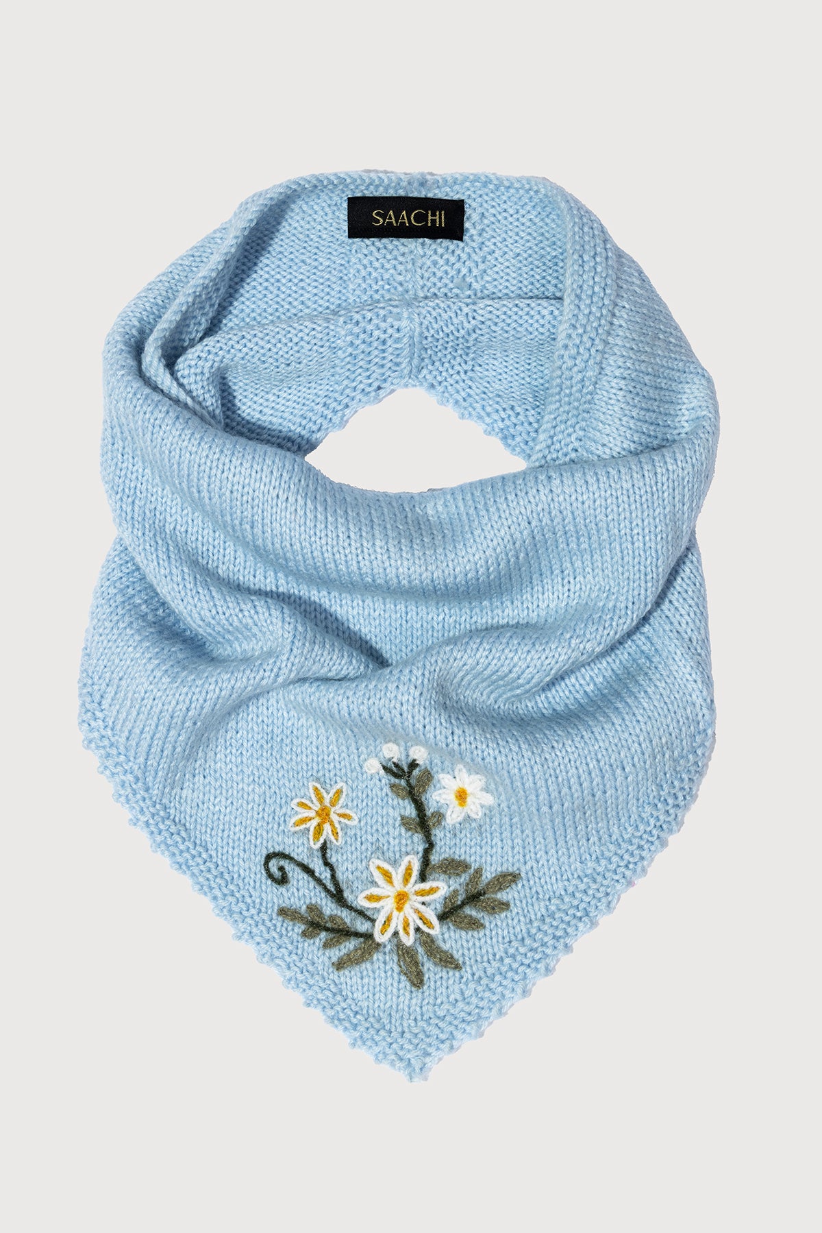Floral Embroidered Snood - Light Blue
