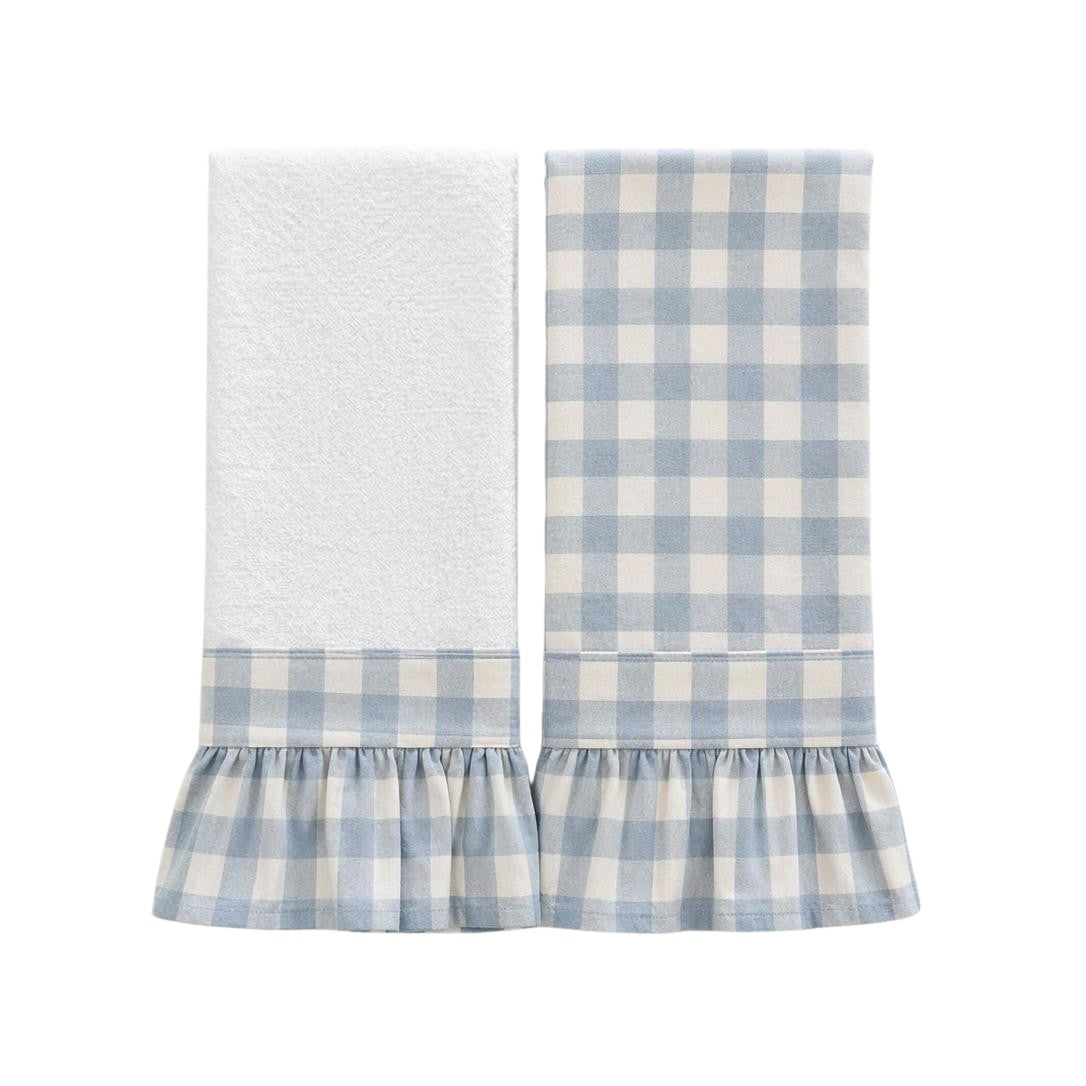 Bluebell Gingham Ruffled Kitchen Towels (Set of 2)