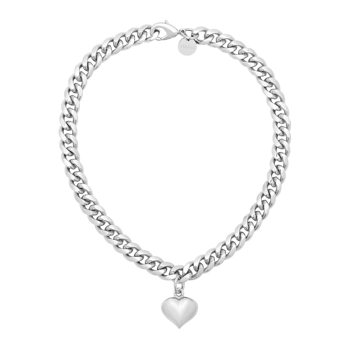 Silver chain necklace with heart pendant from Paola Choker Necklace collection