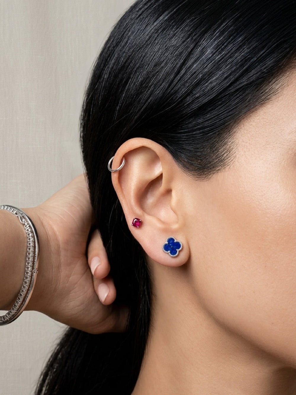 clover earrings lapis lazuri  in silver