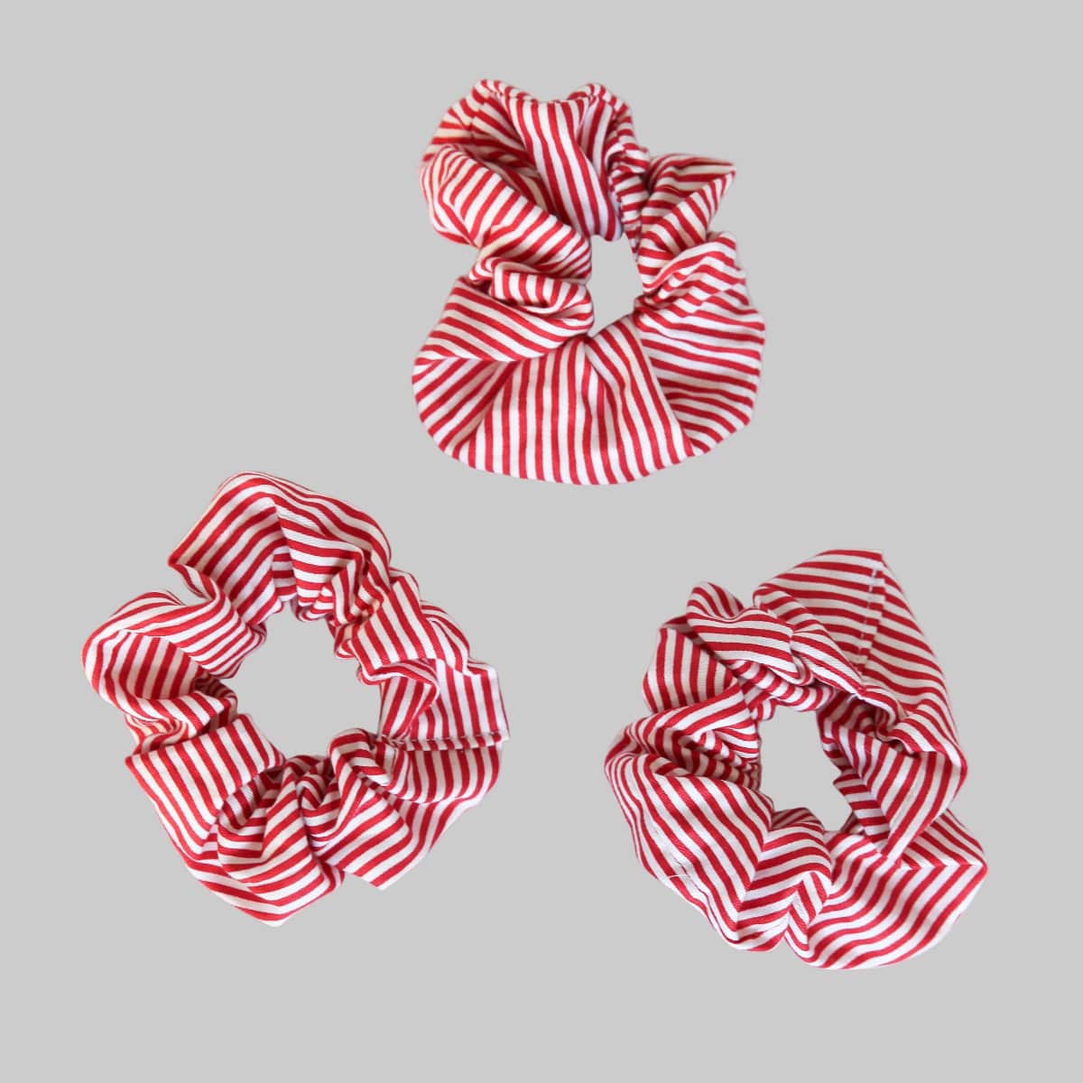 Scrunchie Red Pinstripe lifestyle — premium cotton red pinstripe hair accessory