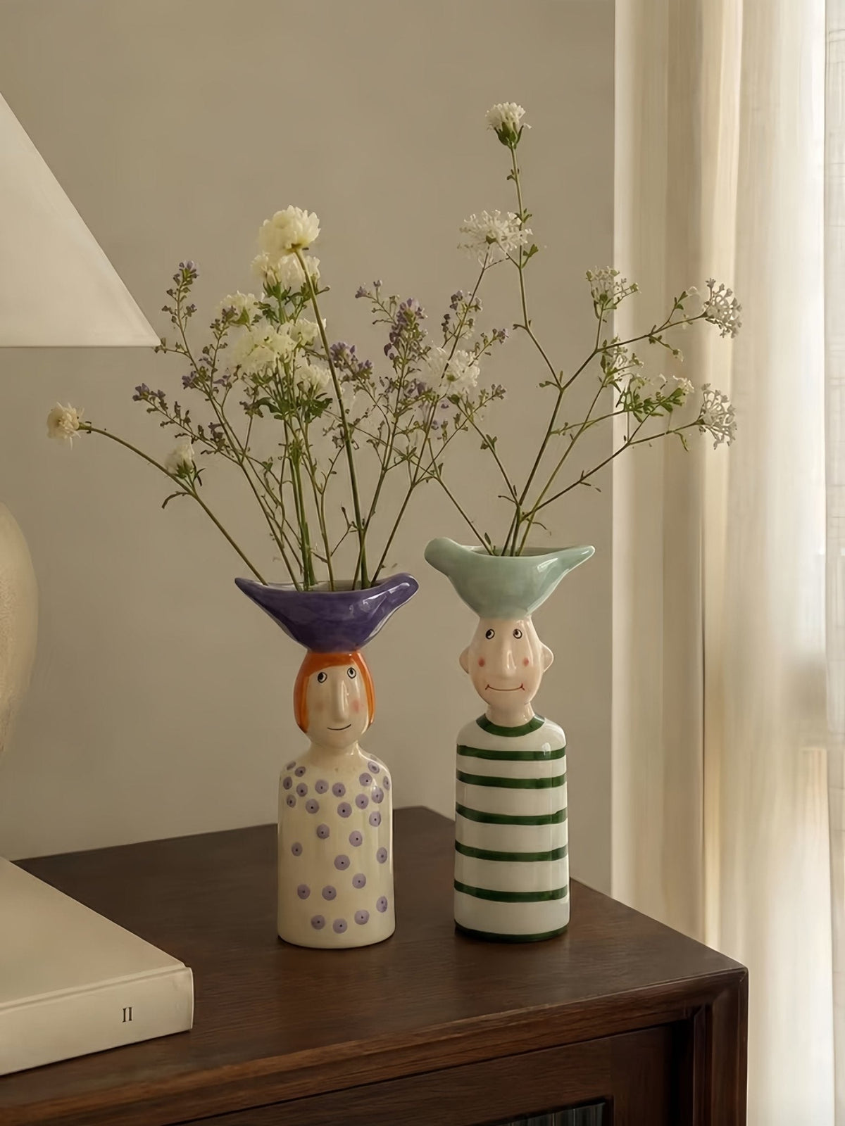 Couple Ceramic Flower Vase – Cute Whimsical Decor for Eclectic Shelf & Table -Vases- Couple Flower Vase-Lil Boy - Inspecial Home