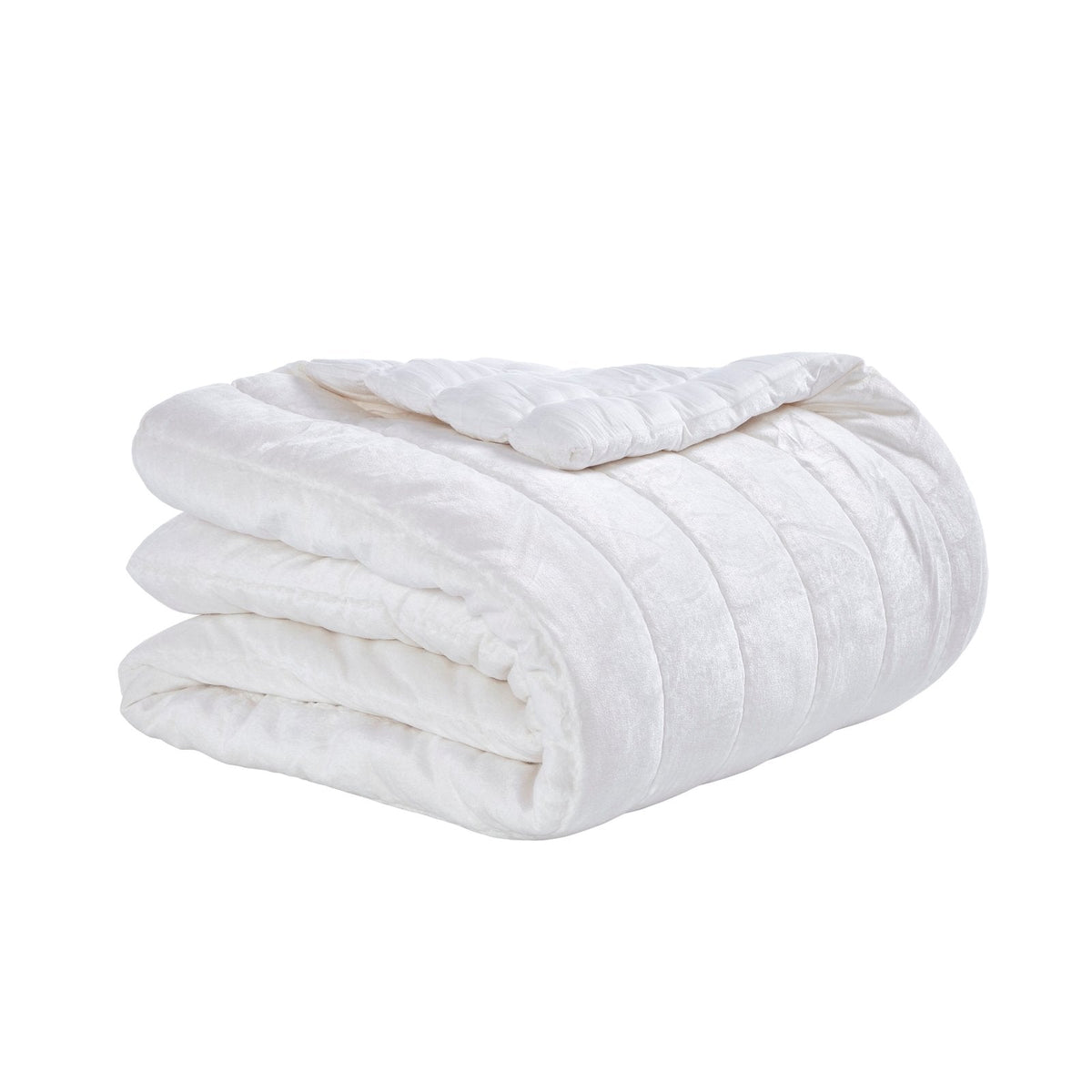 QT-337-11096_5|Beautifully folded white quilted quilt, offering plush comfort and elegant style for any cozy bedroom retreat.