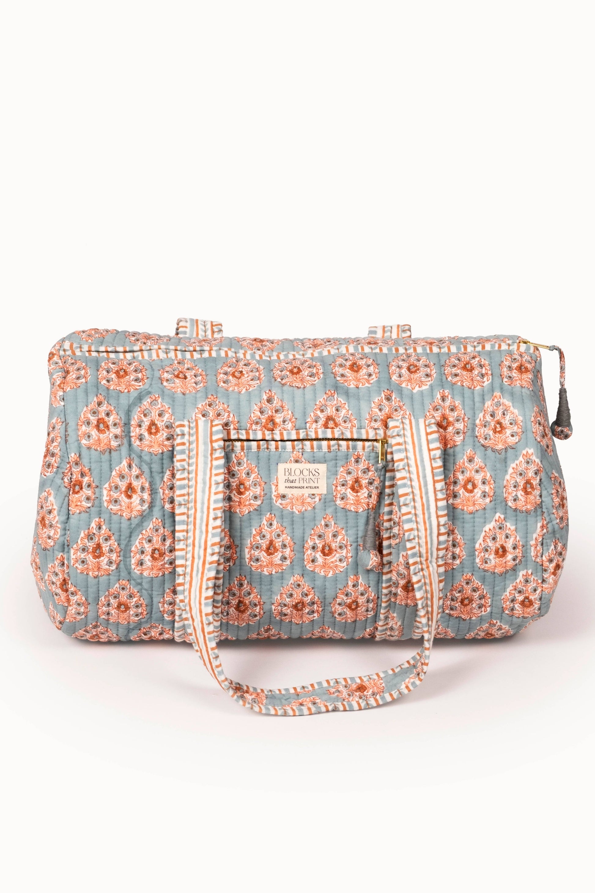 Terracotta Heirloom Buta Block Print Quilted Duffle Bag