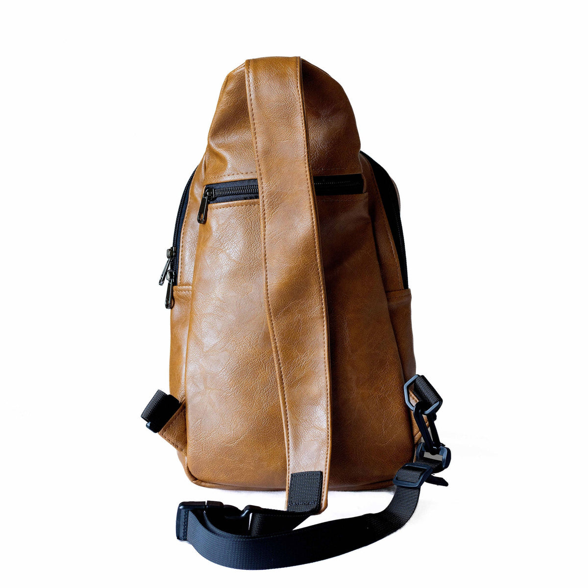 Umoja dark tan vegan leather large crossbody sling bag — Ecodunia #color_brown