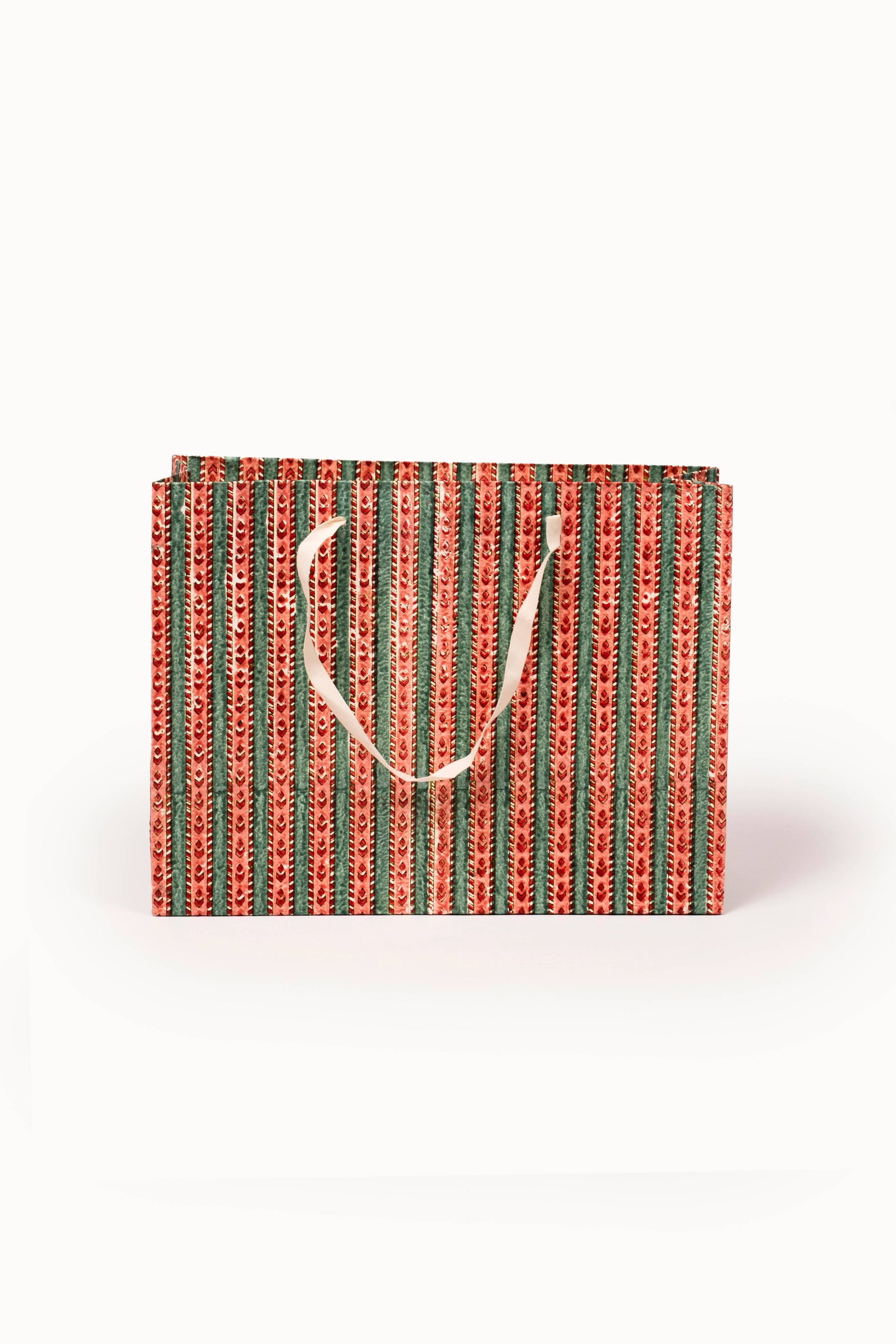 Large (Set of 3) Crimson Gift Bags - Block Print