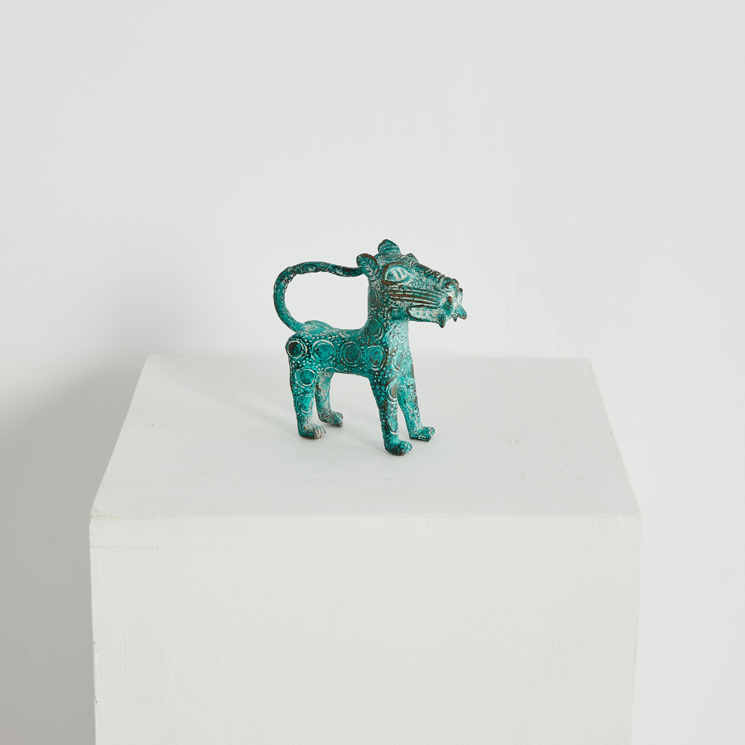 Tribal Antique Bronze Benin Leopard Statue  home decor