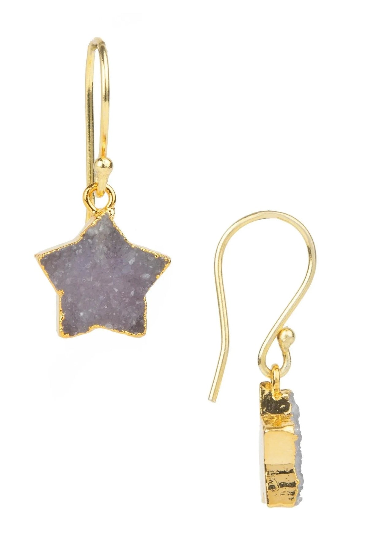 Star Charm Drop Star Shaped Druzy Earrings Thistle