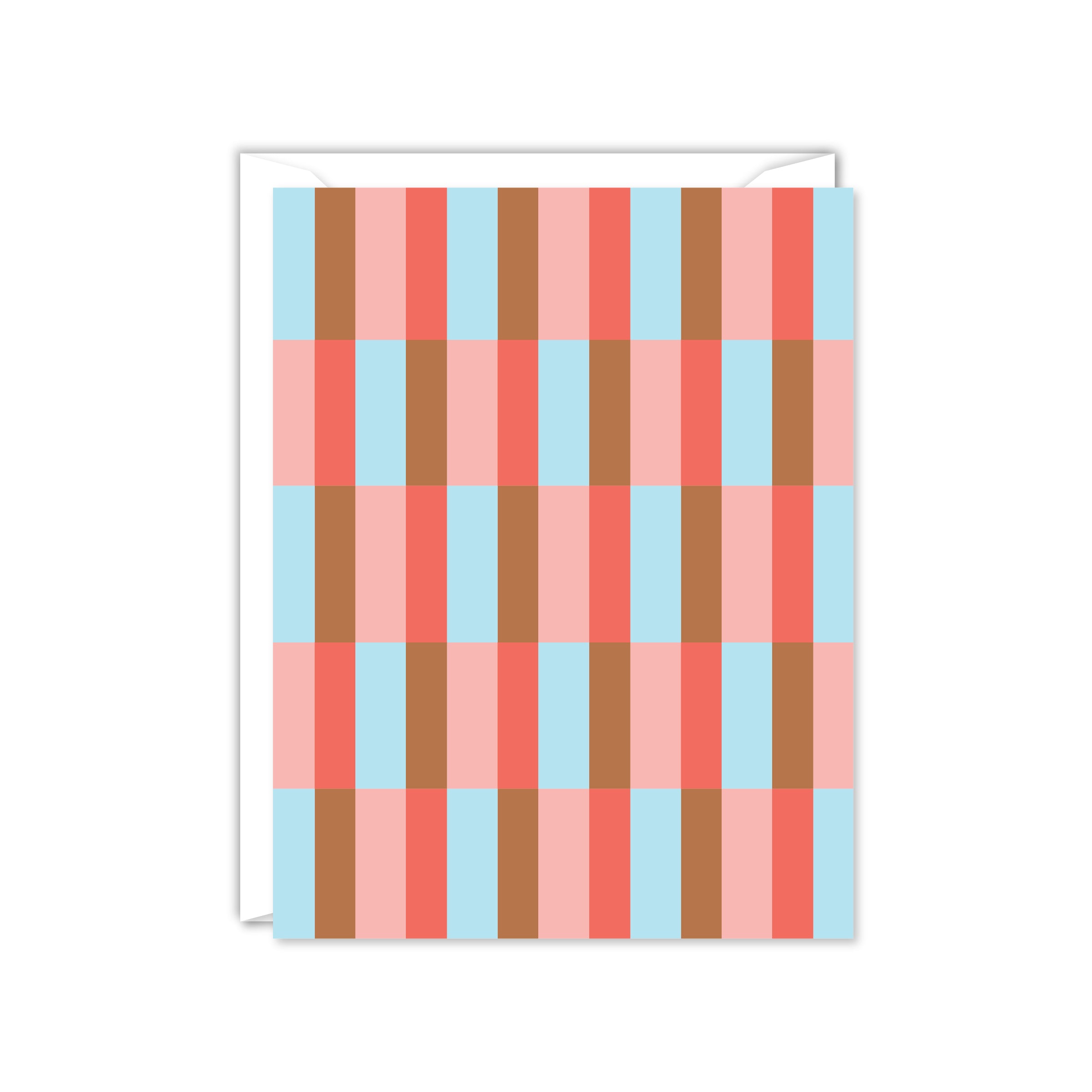 Retro Striped Checkerboard Blank Card-Boxed Set of 8