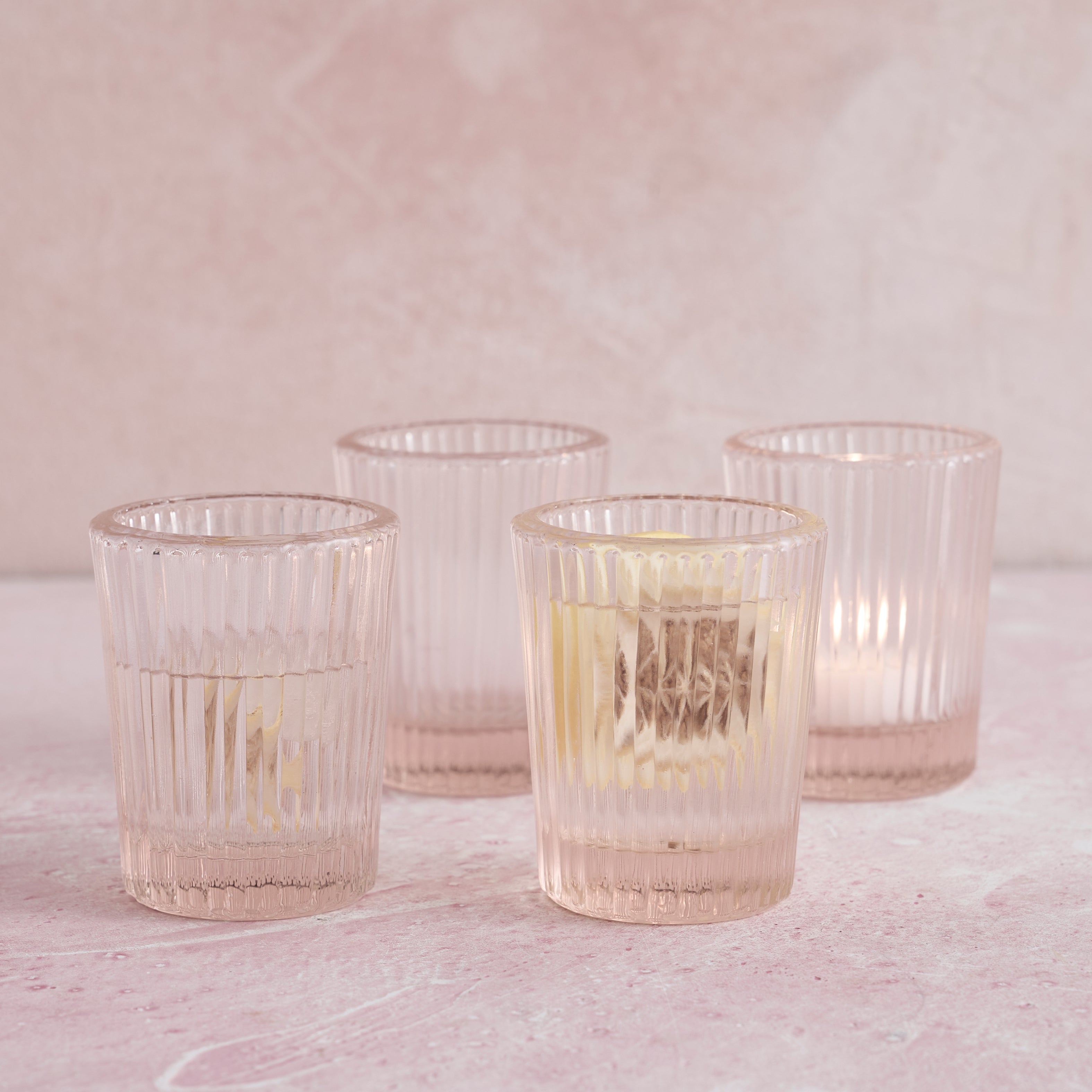 Pressed Pink Juice Glasses - Set of 4