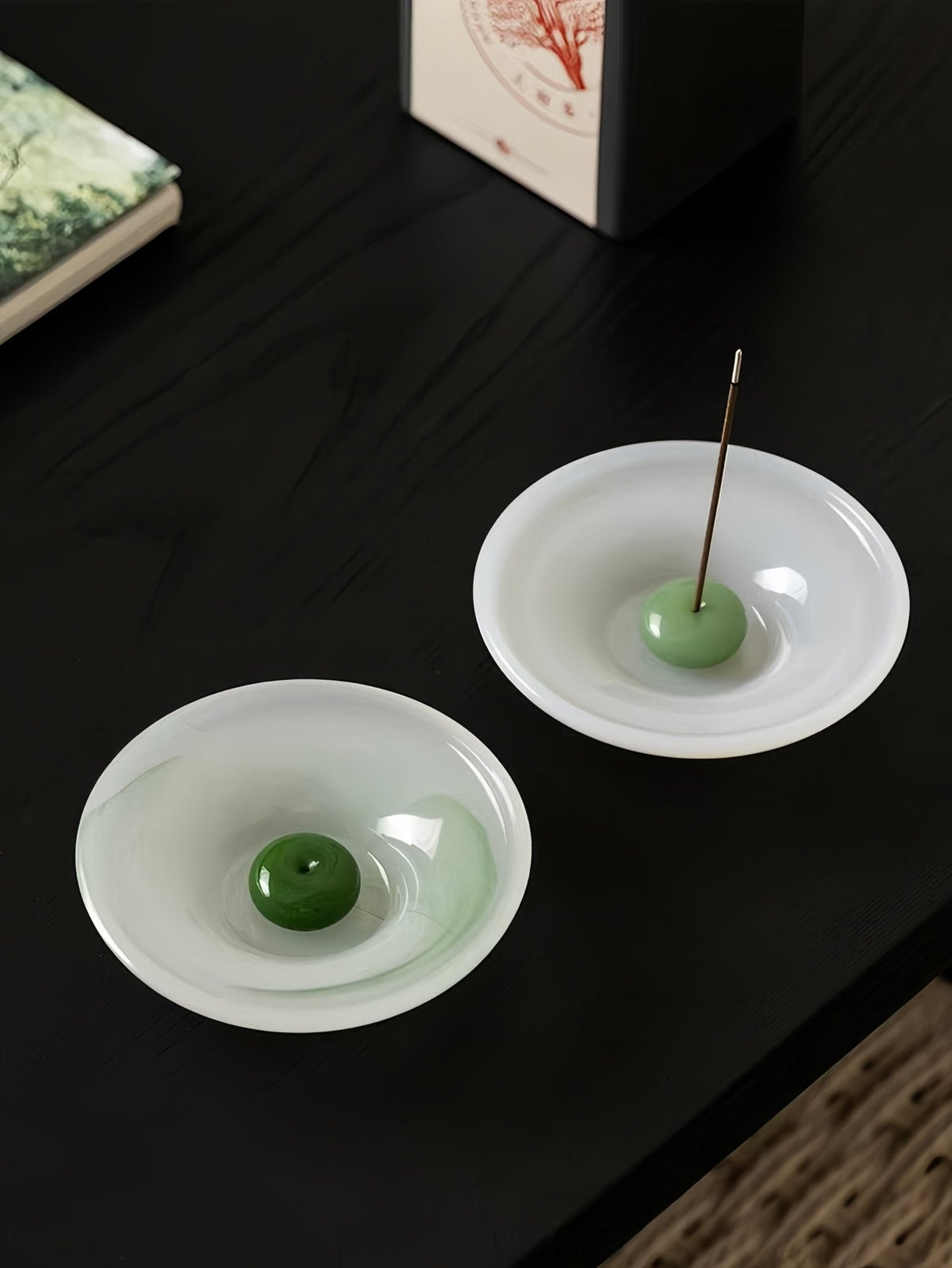 Still Pond Incense Stick Holder Burner with Ash Catcher, Zen Accent Decor for Hygge Living -Candle Holders- Still Pond Incense Stick Holder-Jade Ripple - INSPECIAL HOME