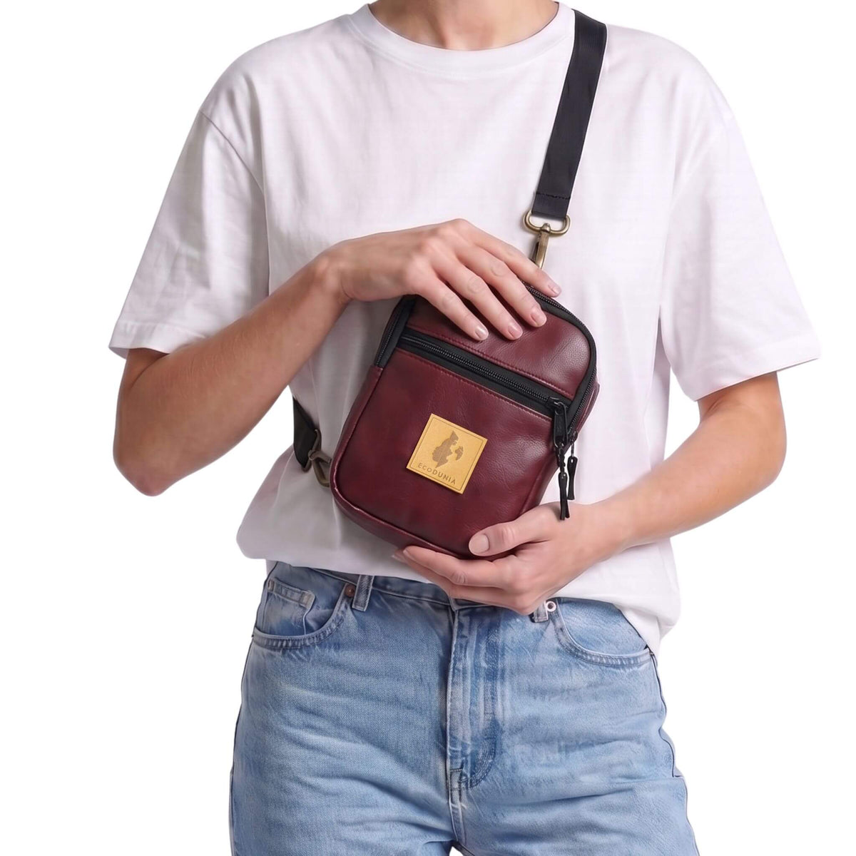 Rozi Vegan Leather Crossbody Bag 1L #color_maroon