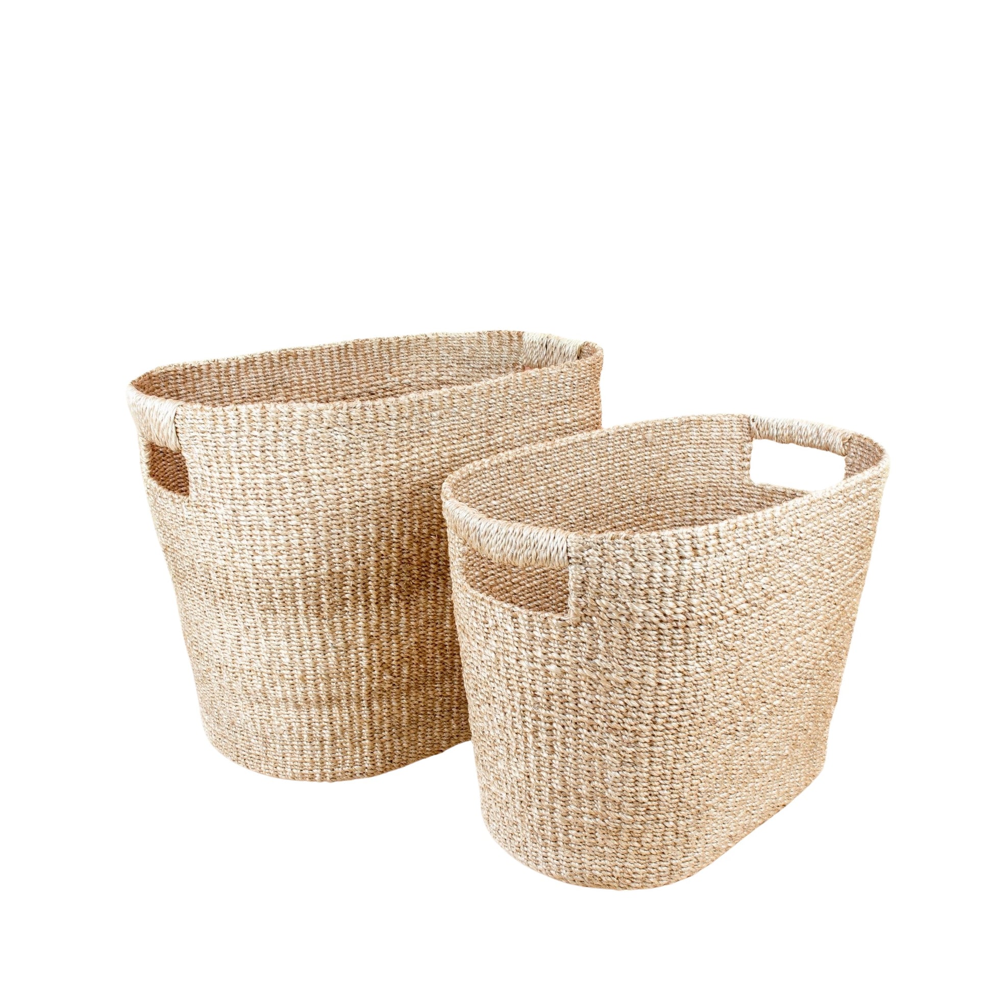 Baskets - Natural Oval Abaca Baskets, set of 2 - Wicker Hamper | LIKHÂ - LIKHÂ