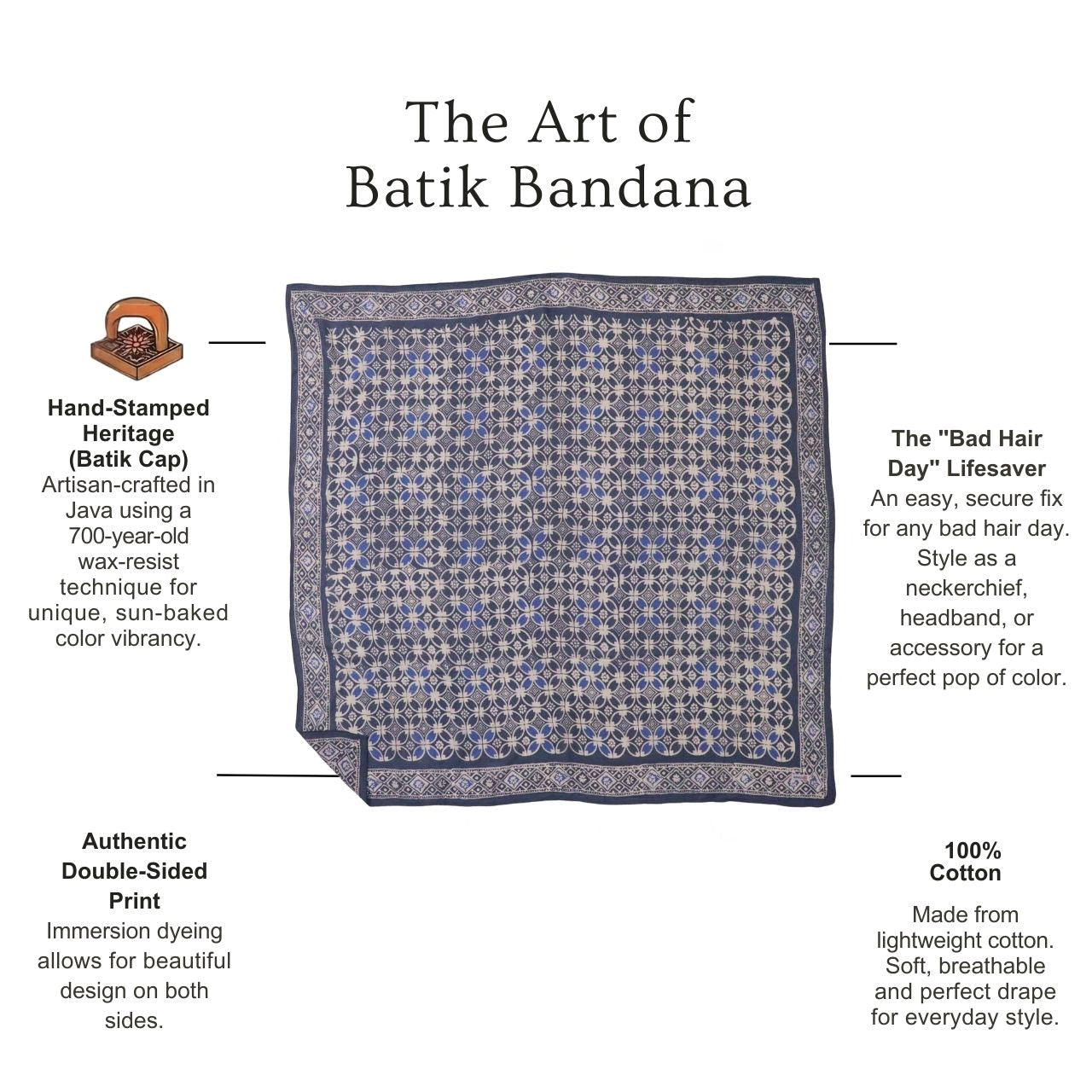 Large 39" Hand Dyed Batik Bandana Charcoal Gray, Size XL Scarf, Oversized
