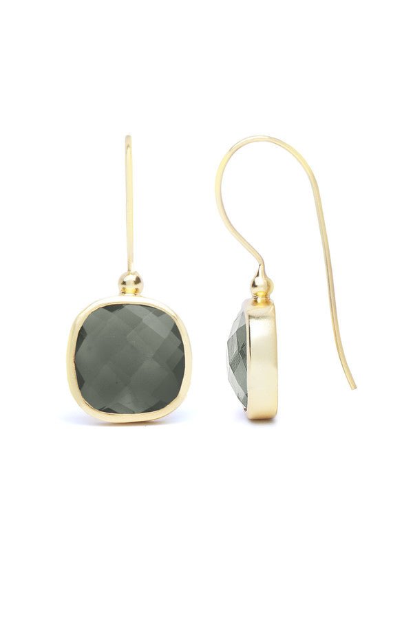 Cushion Cut Gemstone Earrings - SAACHI - Light Gray - Earrings