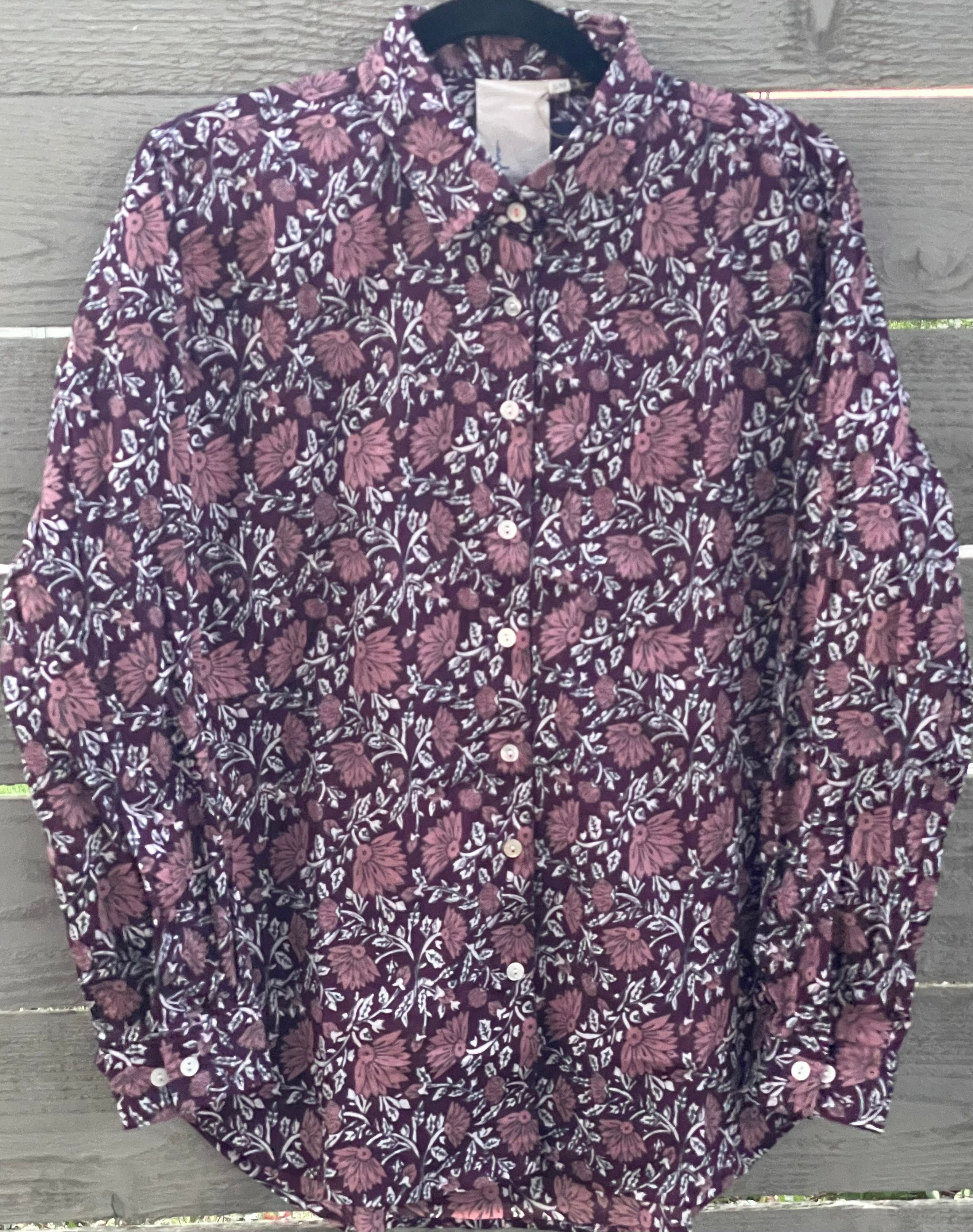 Good Boyfriend Shirt - Ojai Floral Beet / Raisin Rose