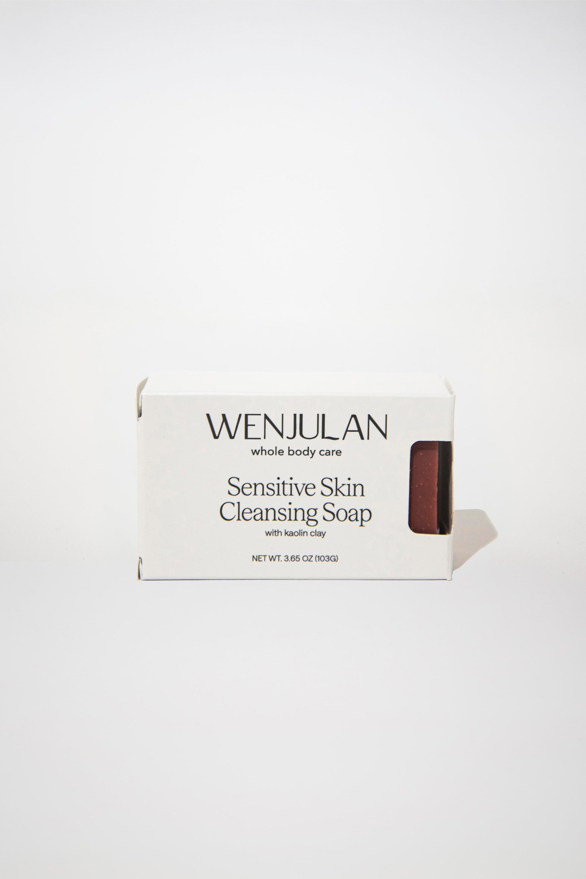Wenjulan Whole Body Care Sensitive Skin Cleansing Soap with Kaolin Clay bar front side of packaging on white background