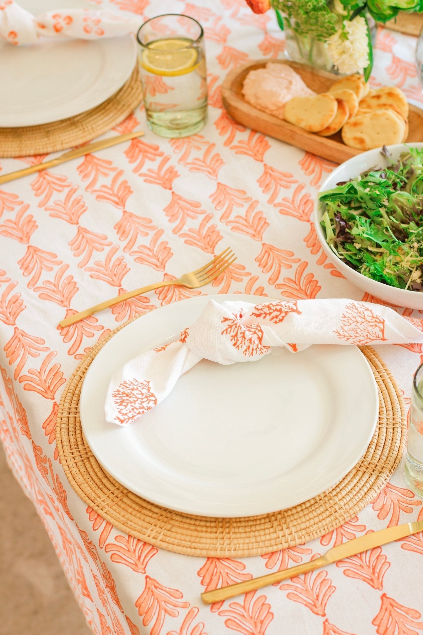 Organic Napkins (set of 4) - Palmetto, Orange & Melon - The Mended Company