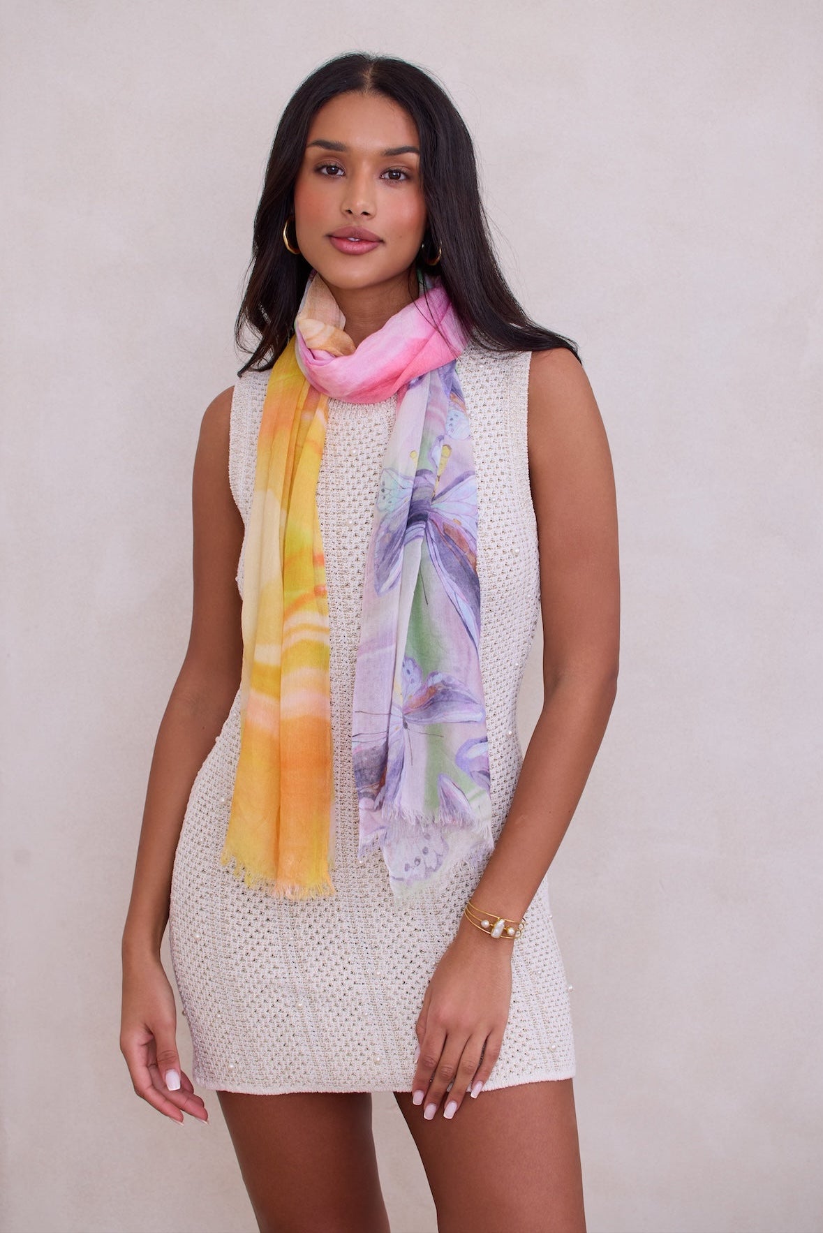 Swirled Butterfly Scarf - Yellow