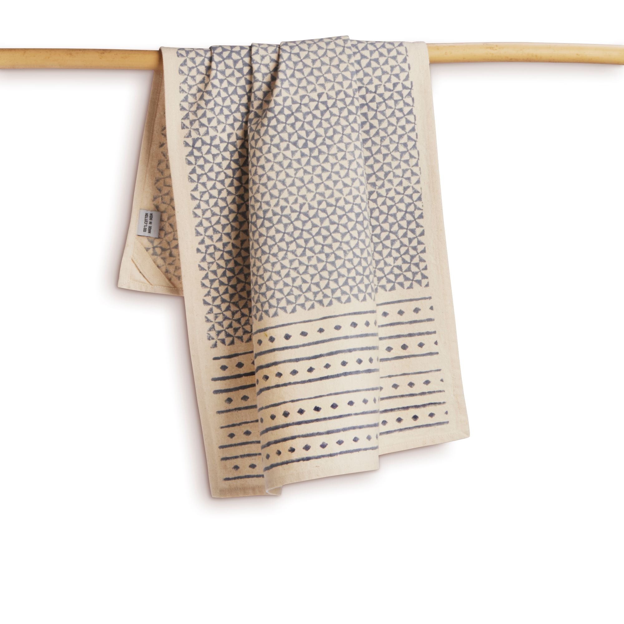 FEAST SLATE - Set of 2. Hand Block Printed Kitchen Towels - Cotton - Fair Trade - Artisan Made