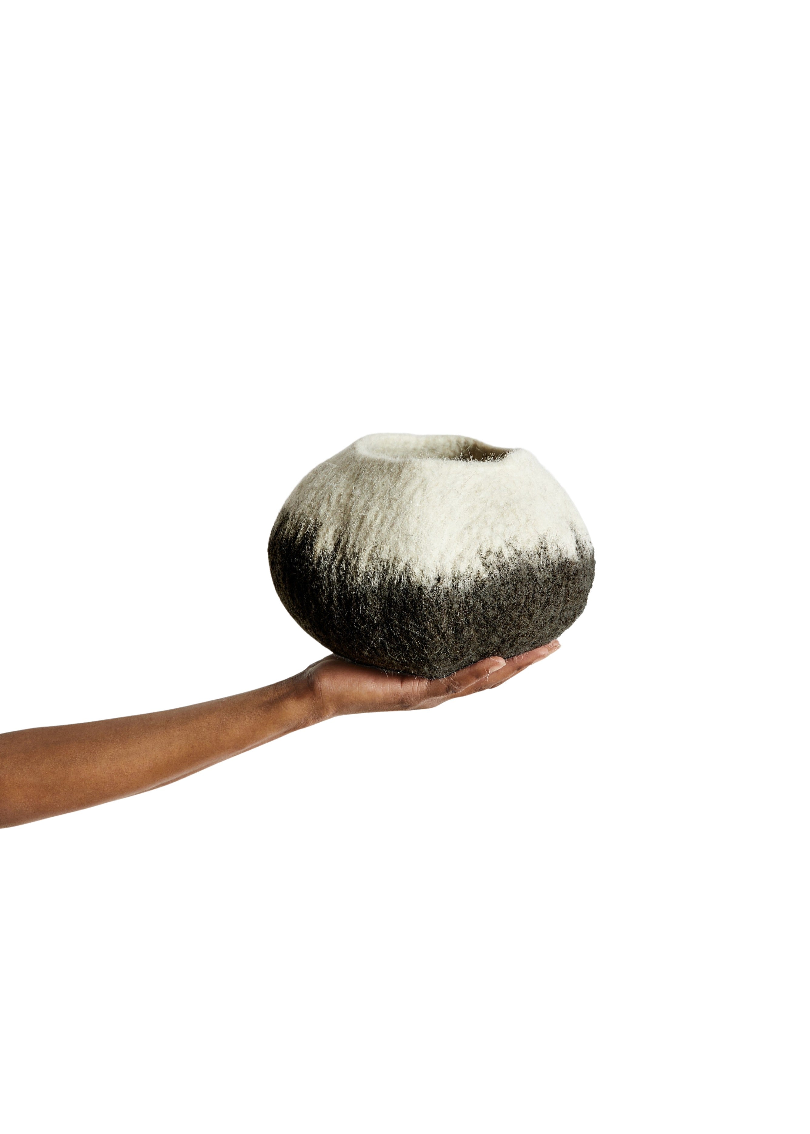 Midnight Ombre Hand-Felted Wool Decorative Ukhamba Bowl