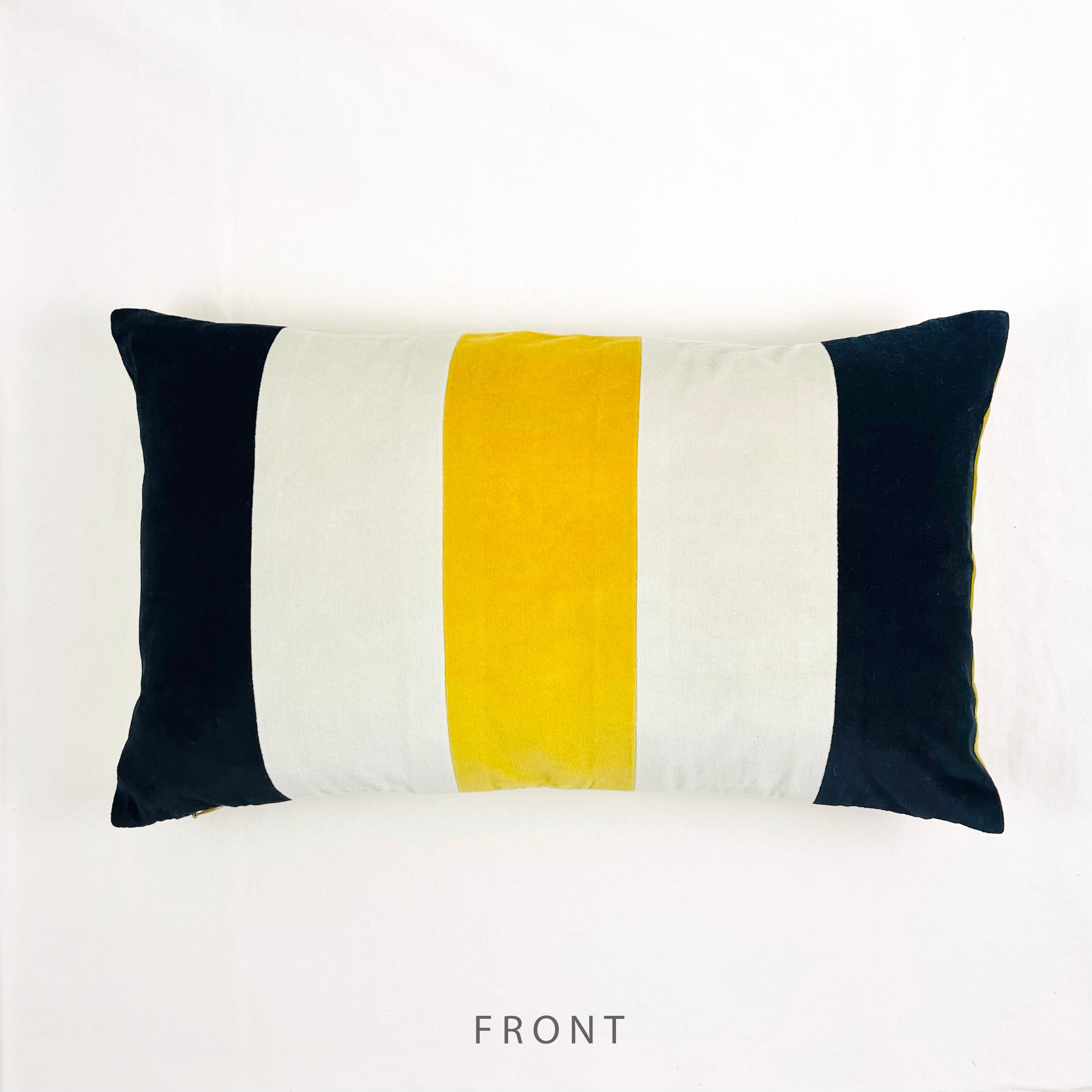 Cotton Velvet Lumbar Pillow Cover - Rugby Stripe