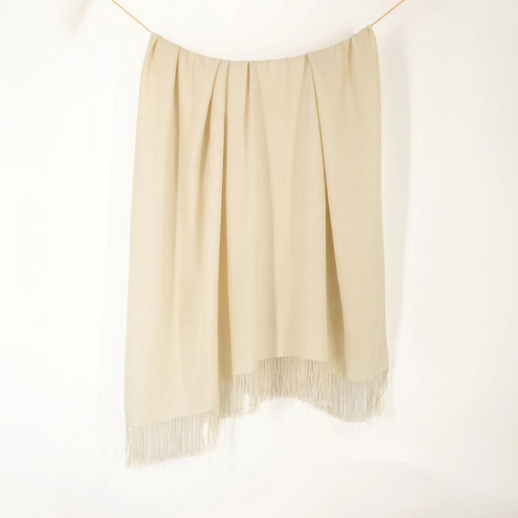 Handloomed 100% Undyed Baby Alpaca Throw Blanket | Ivory | Wasi Collection
