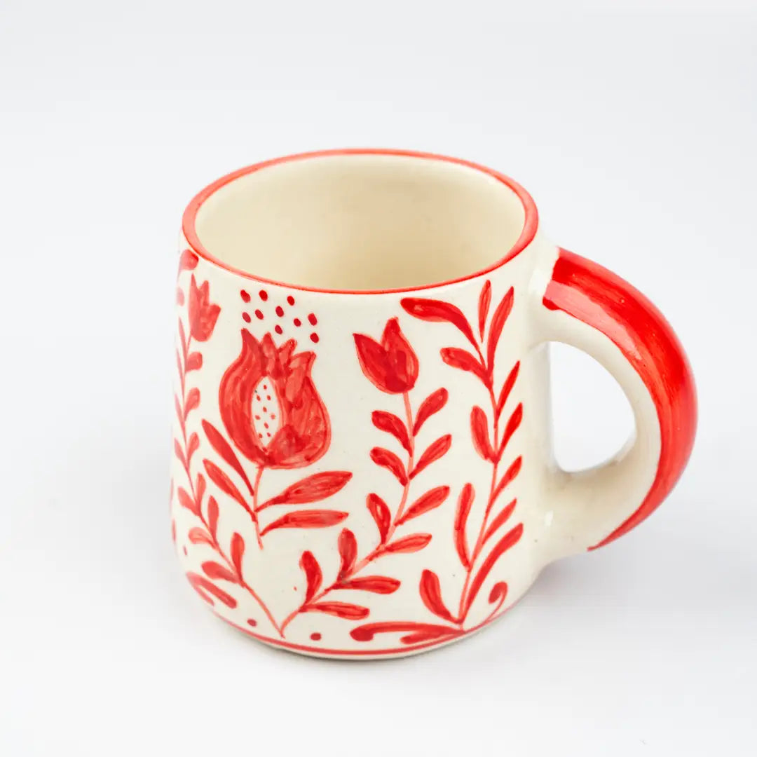 Red Anaar Coffee Mug Handmade 3.5x3 Inches Set of 2 - Casa Amarosa