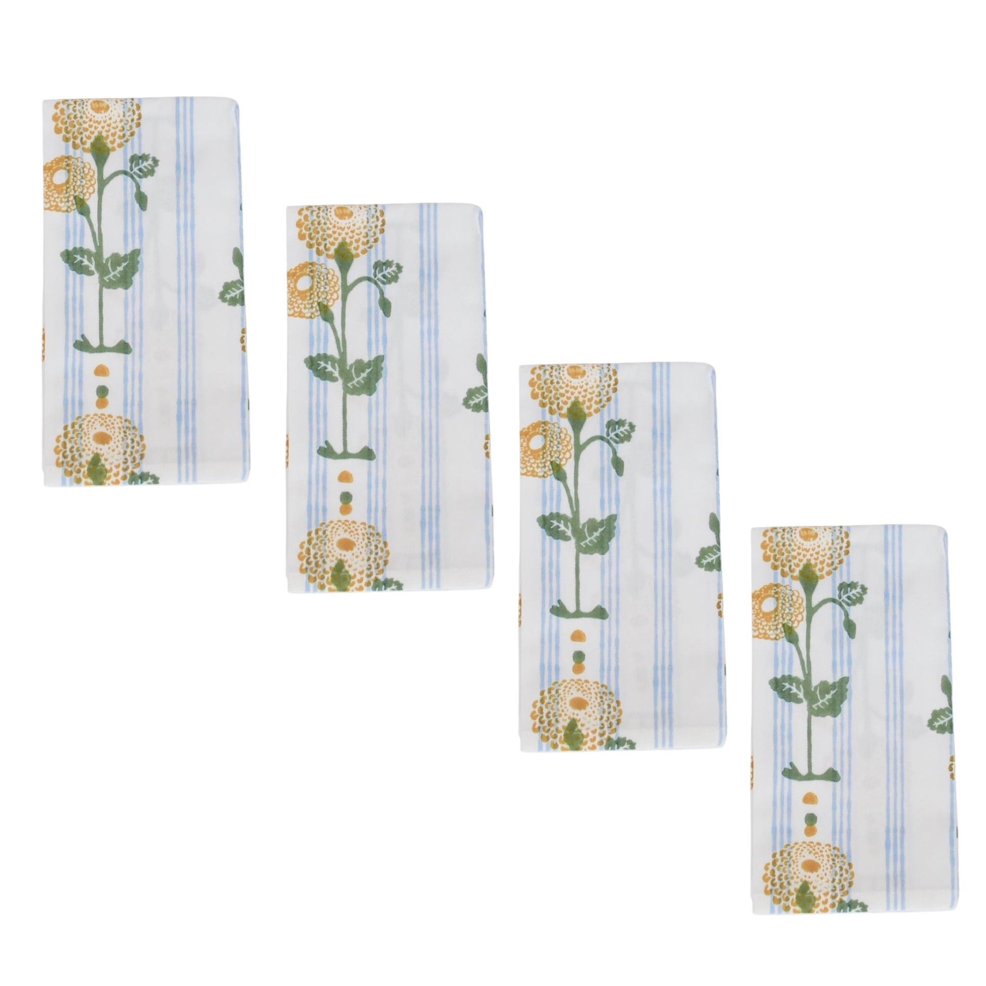Organic Napkins (set of 4) - Marigold Stripe - Uniform Blue - The Mended Company