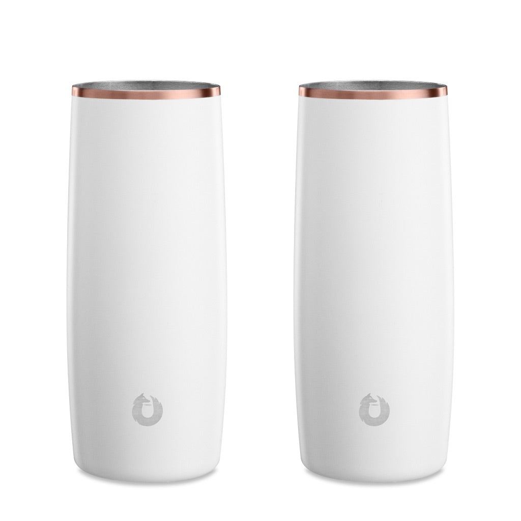 stainless steel highball glass, set of 2 white