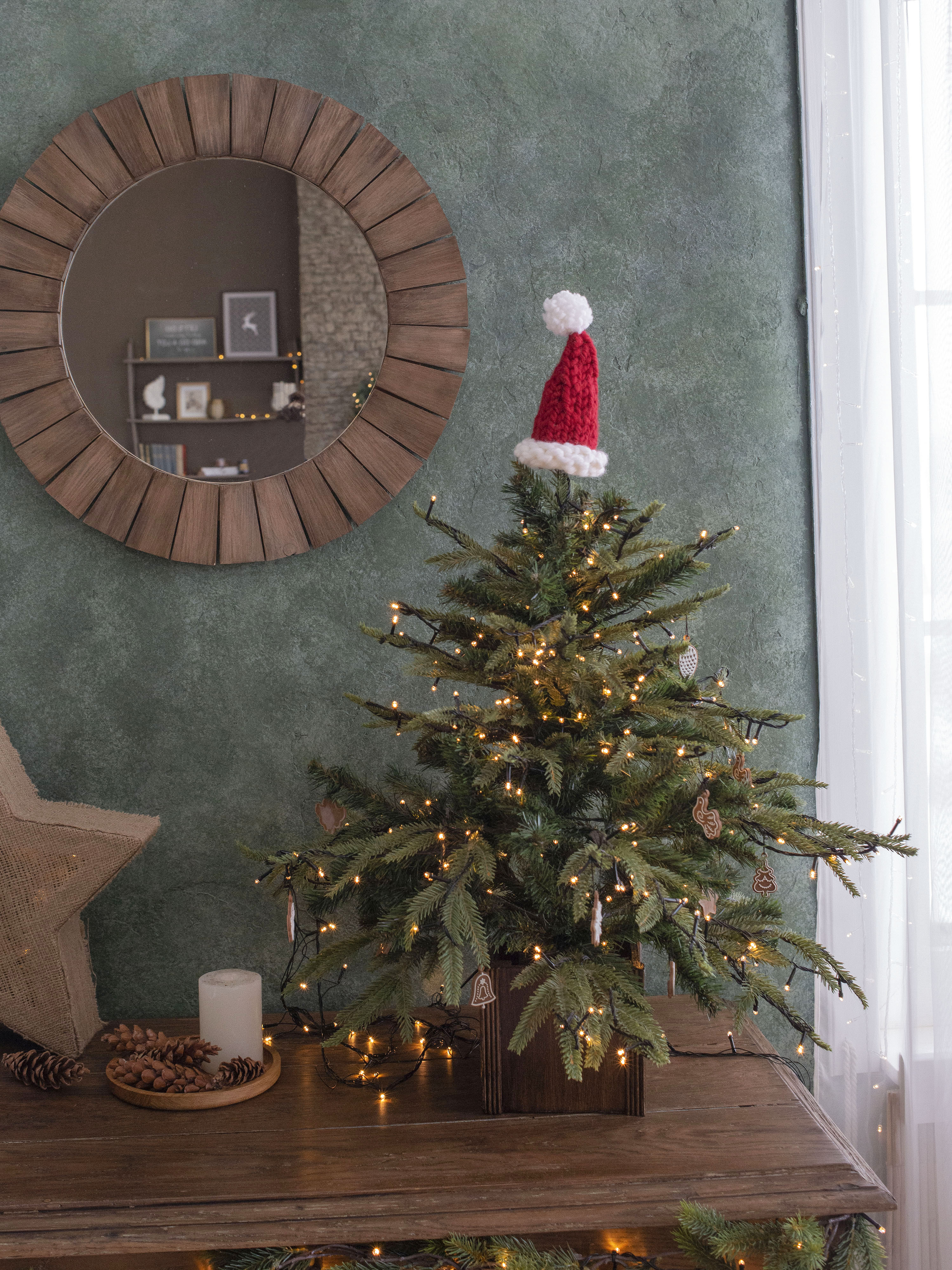Knitted Santa Hat Christmas Tree Toppers