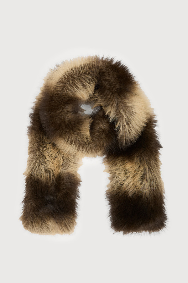 Faux Fur Statement Scarf - Beige