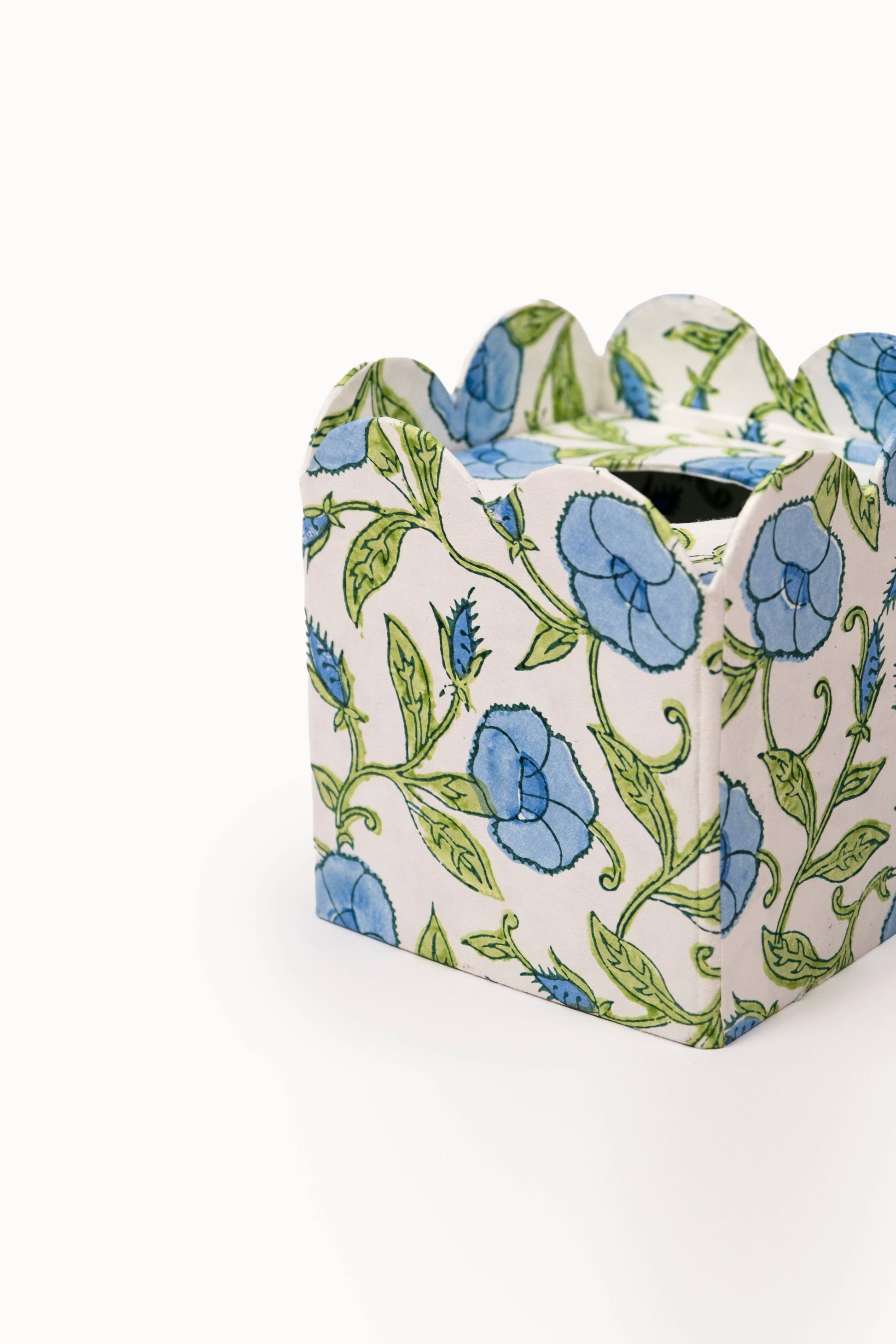 Block Print Tissue Box Cover-Inaya Powder Blue(Collapsible)