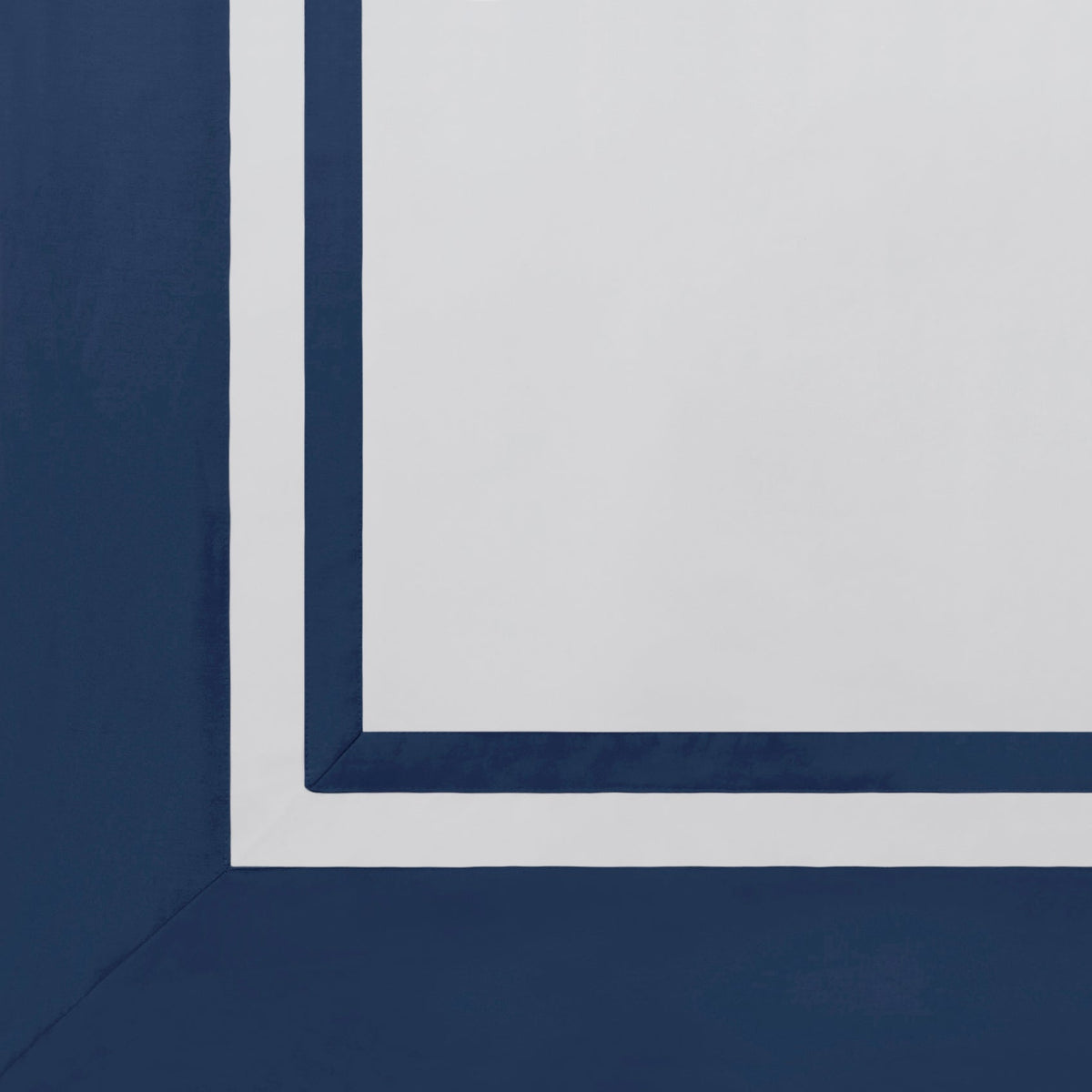 AKP-548-2040_5|White 100% cotton flat sheet with a distinct navy blue square border and inner white line. Smooth sateen weave.