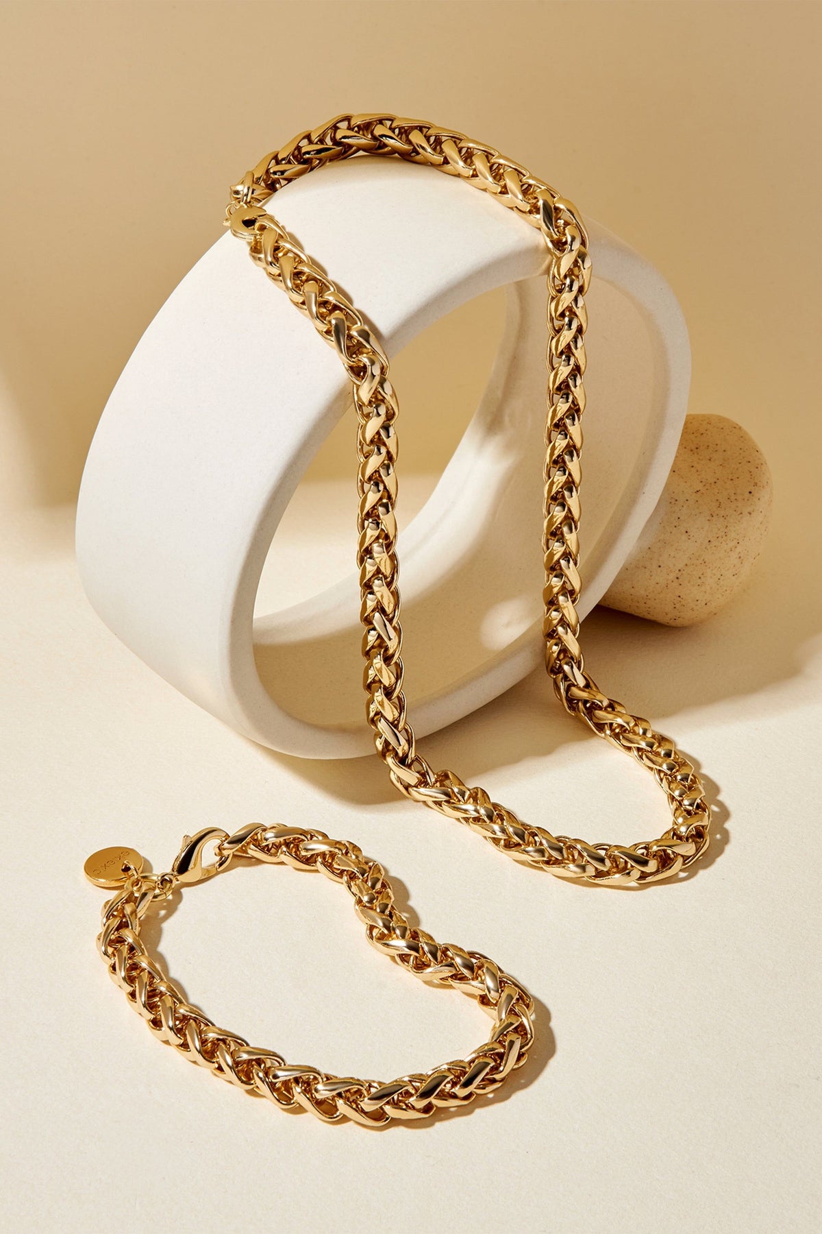 Gold-toned chain necklace and bracelet set from Esmé Bracelet collection