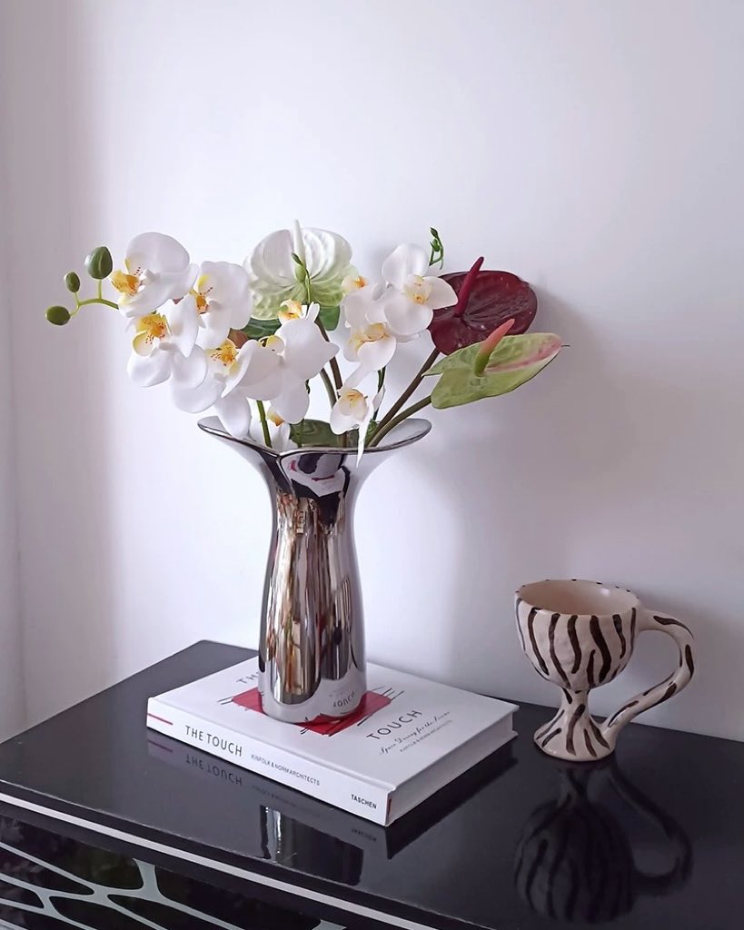 Handmade Modern Silver Bloom Vase, Ceramic Botanica Centrepiece Vase - Vases - Bloom Vase - Small - INSPECIAL HOME