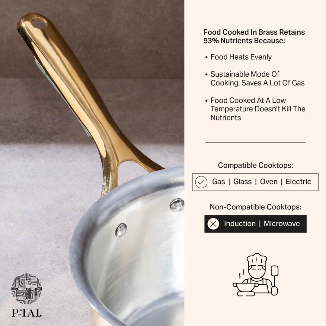 Brass Saucepan with insulated handle P-TAL