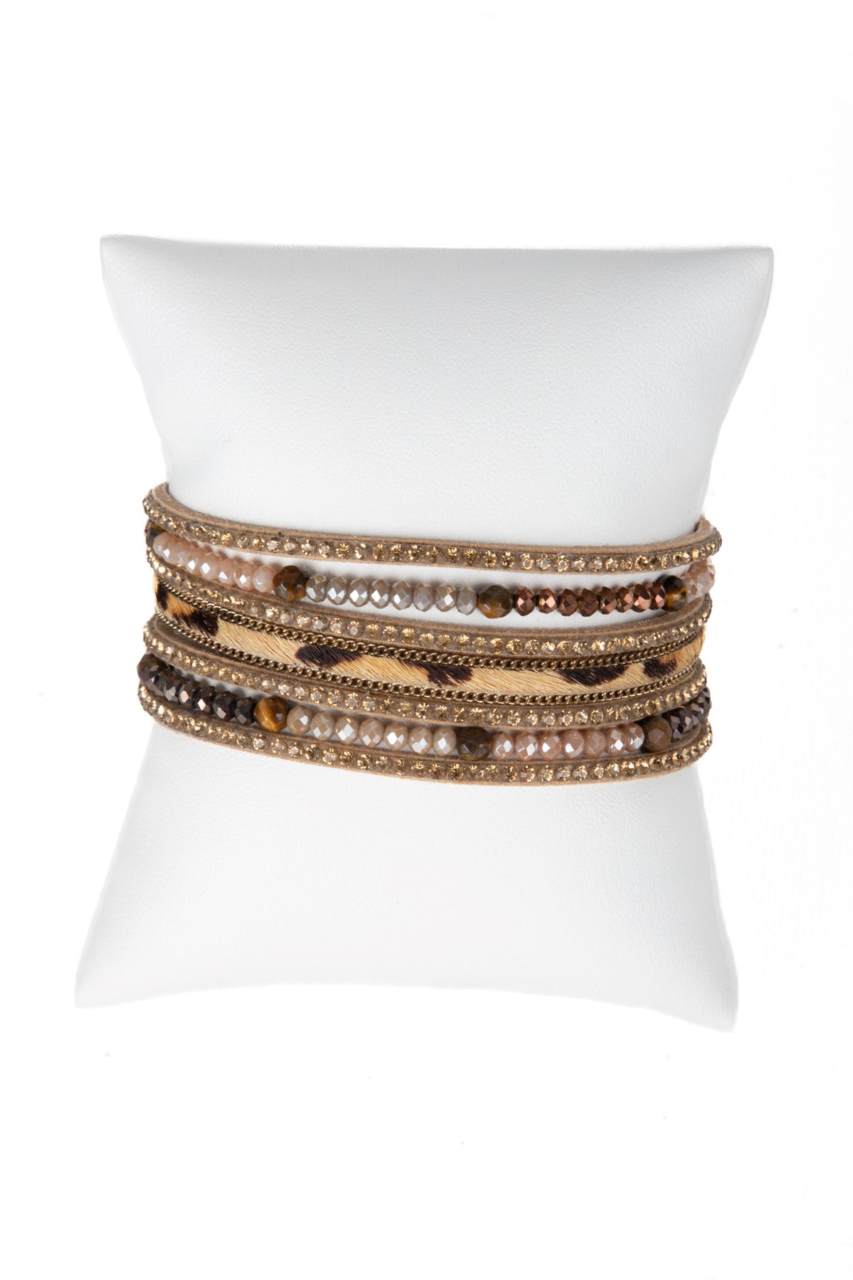 Beaded Animal Fur Bracelet - Camel