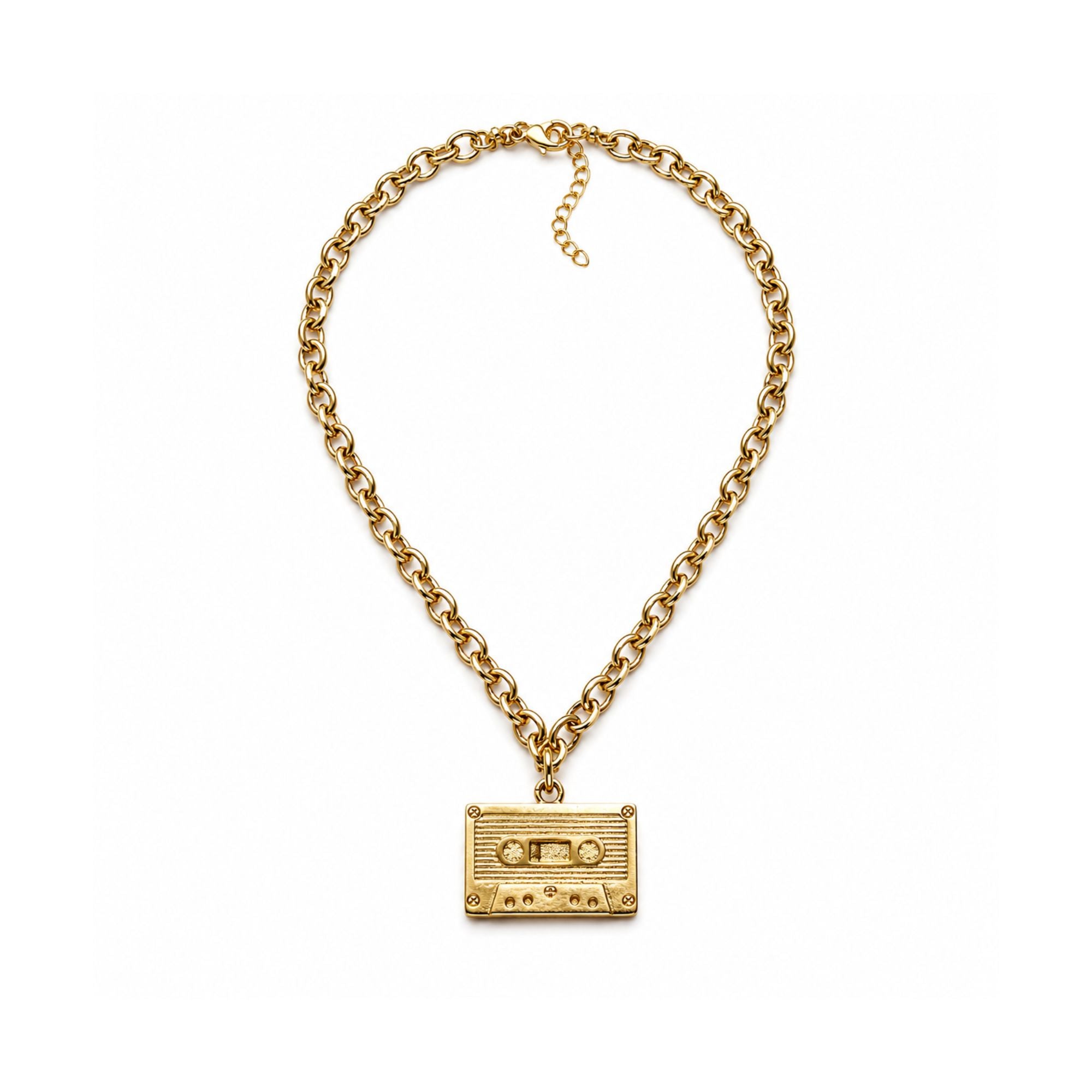Golden Replay Cassette Necklace
