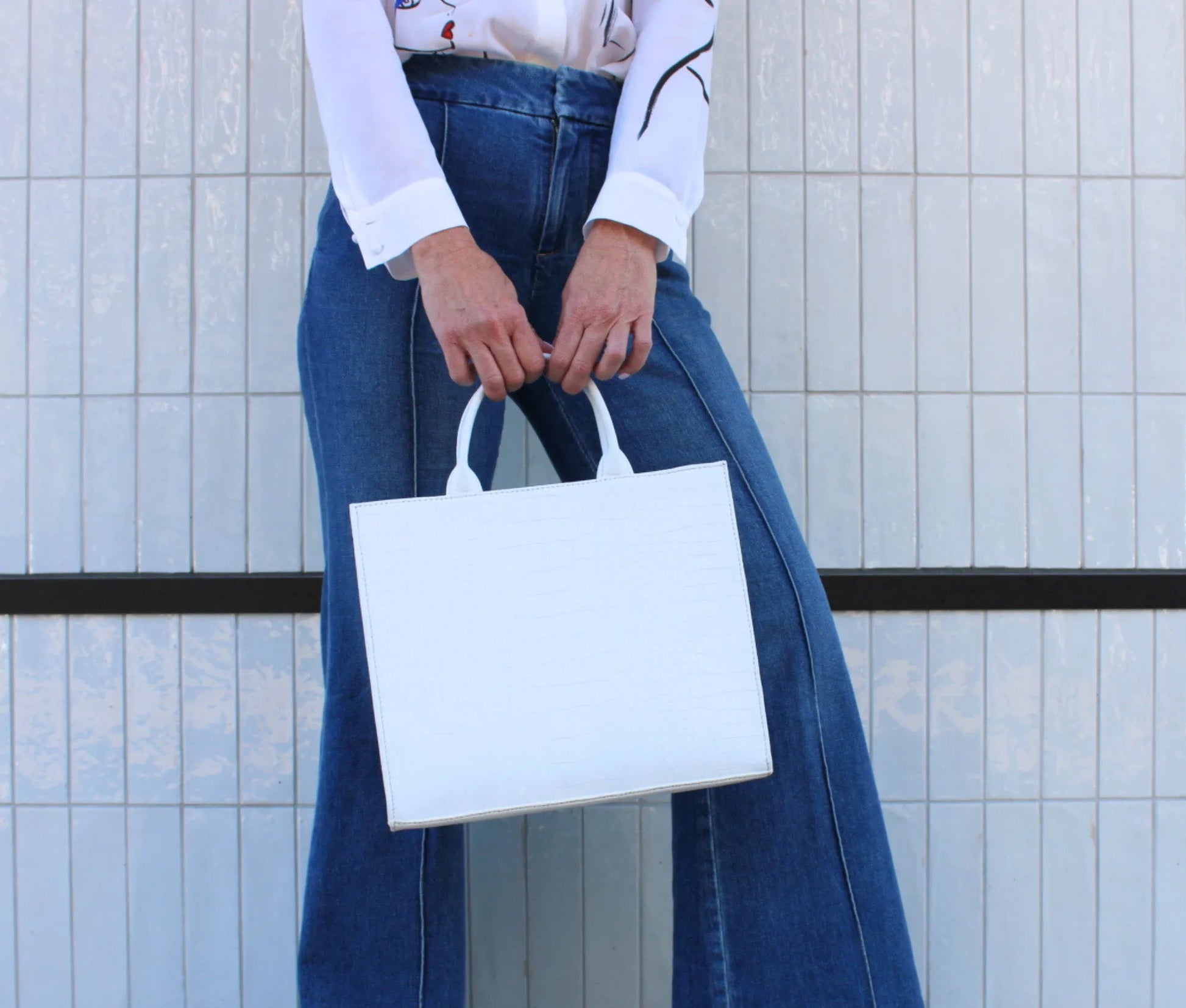 The Adele Leather Handbag Croc