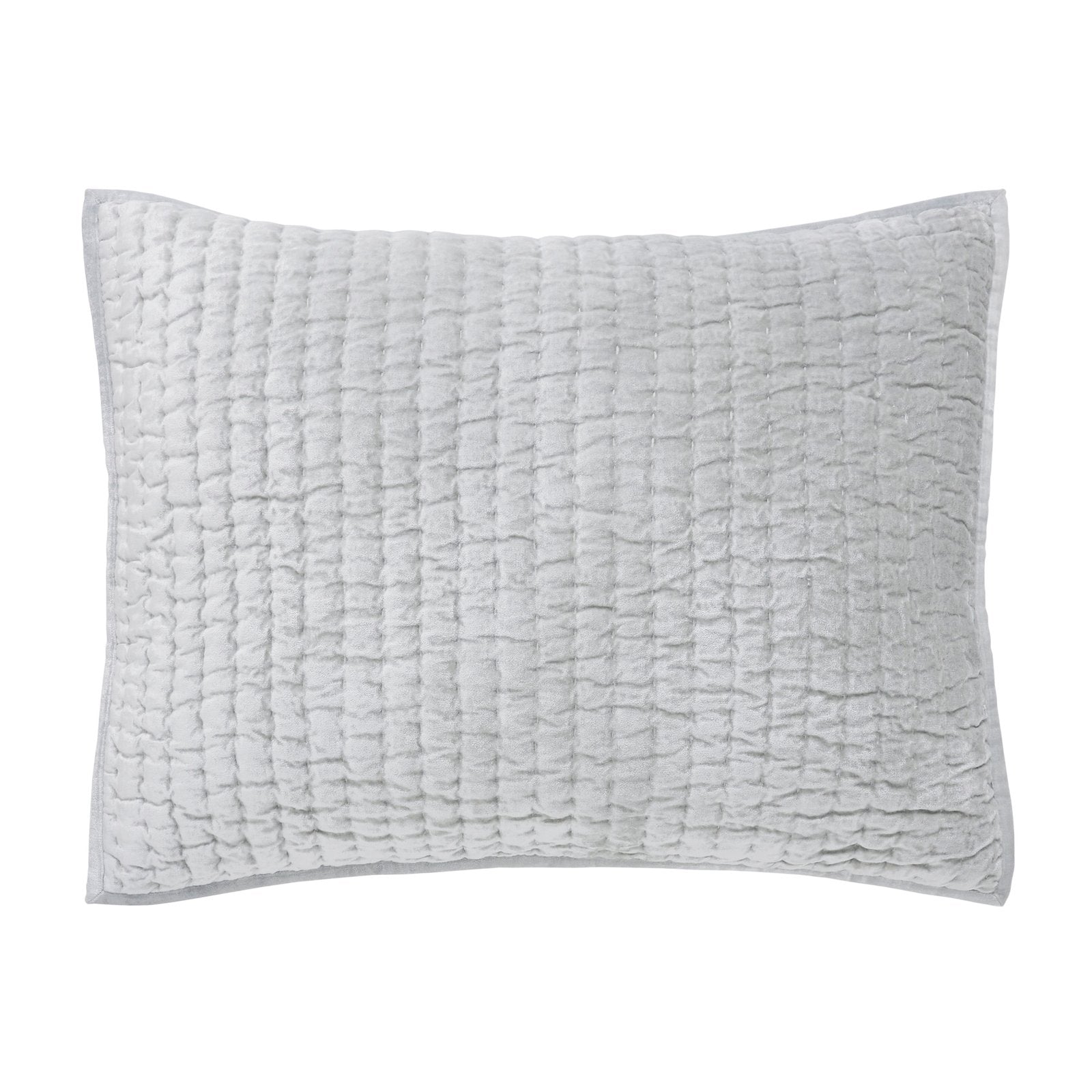 SS-352-2026_1|Light grey quilted bed sham, soft textured fabric with stylish vertical stripe quilting for a modern and cozy bedroom.