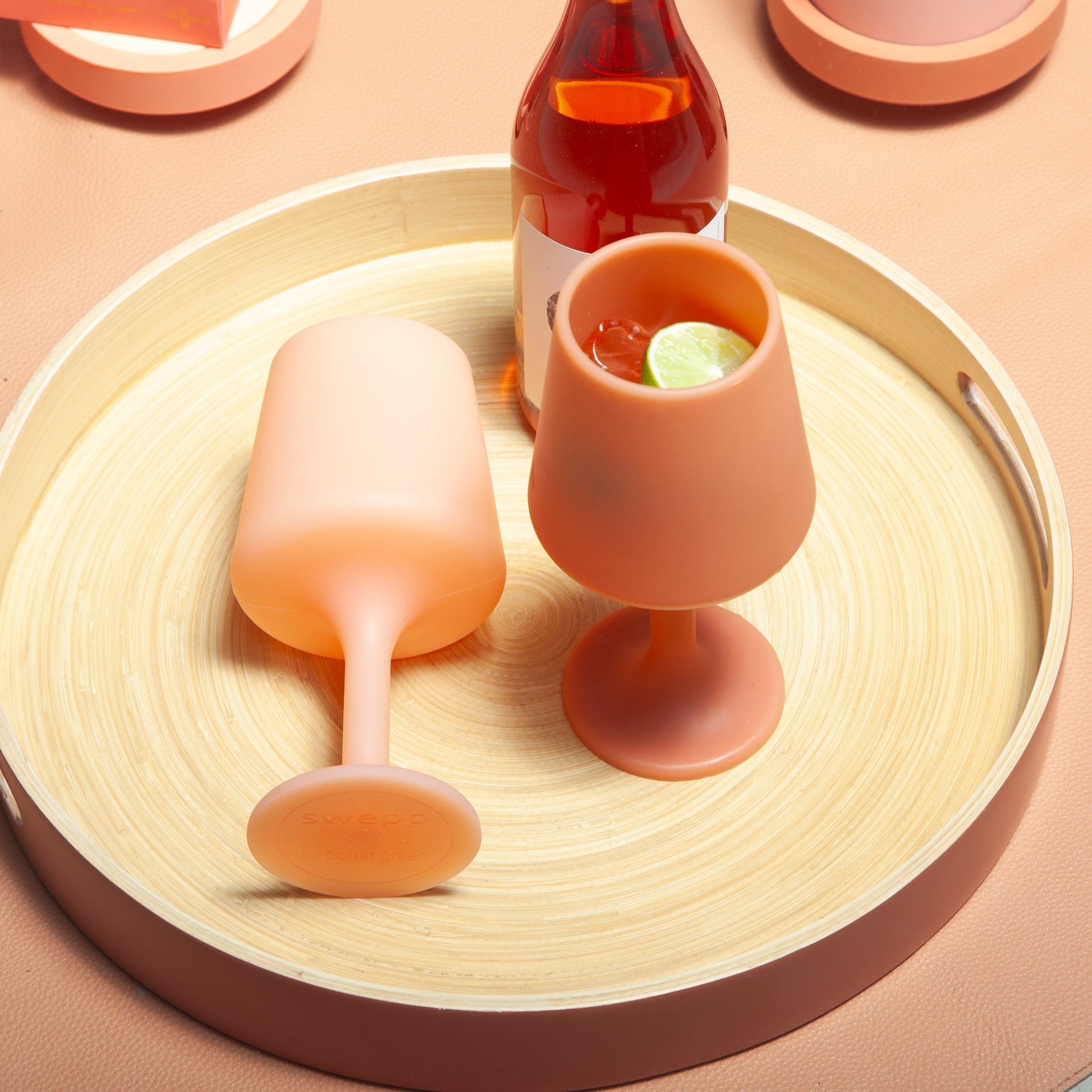 terra + peach | swepp | silicone unbreakable wine glasses - porter green | style + sustainability