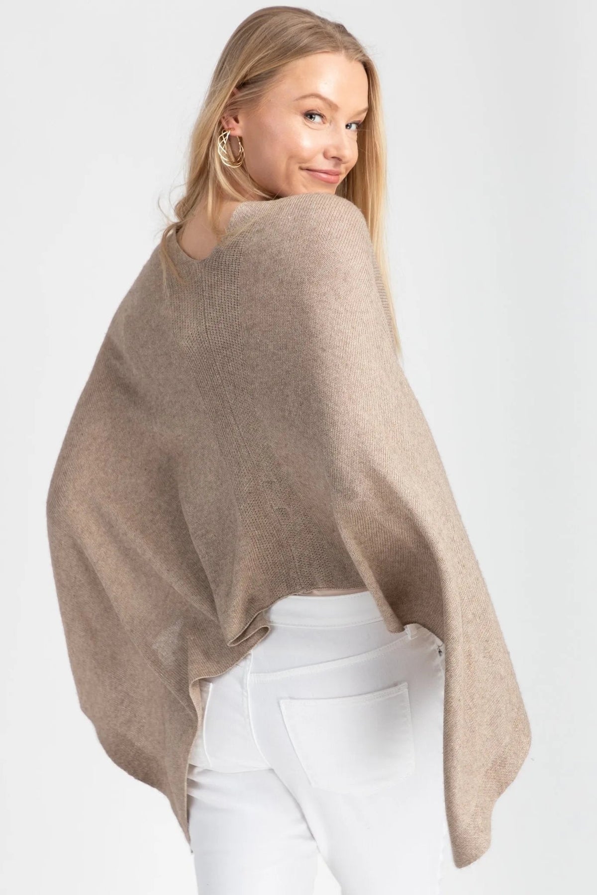 Heart Cashmere and Silk Poncho - Linen