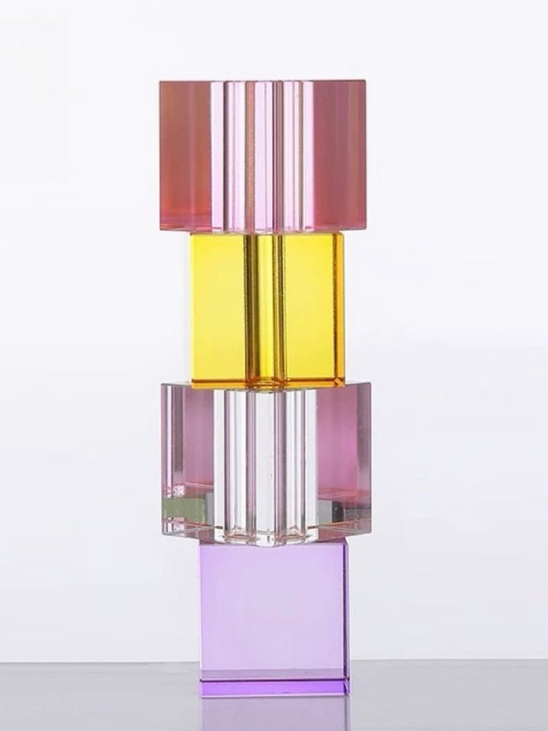 Modern Crystal Cube Bud Vase, Dopamine Table Setting Centrepieces - Vases - Crystal Cube Bud Vase - Medium - INSPECIAL HOME