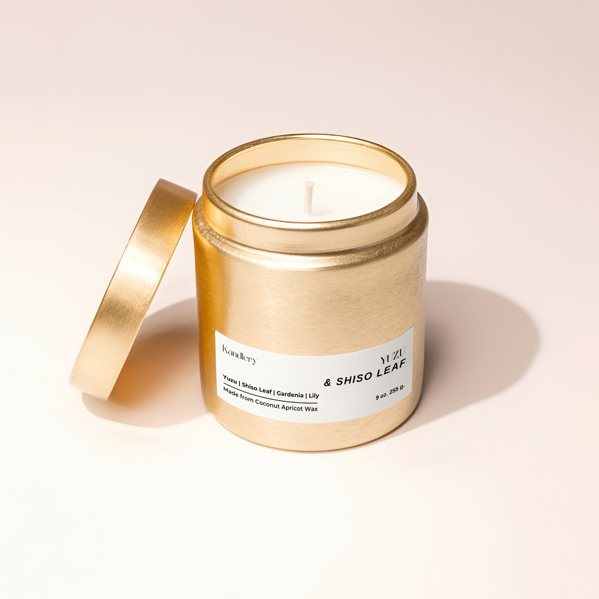 Yuzu Shiso Leaf Candle | 9 oz Gold Candle Tin