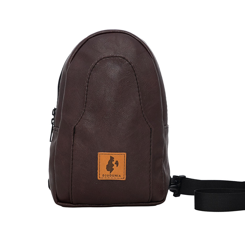 Buru plum vegan leather sling bag worn crossbody #color_plum