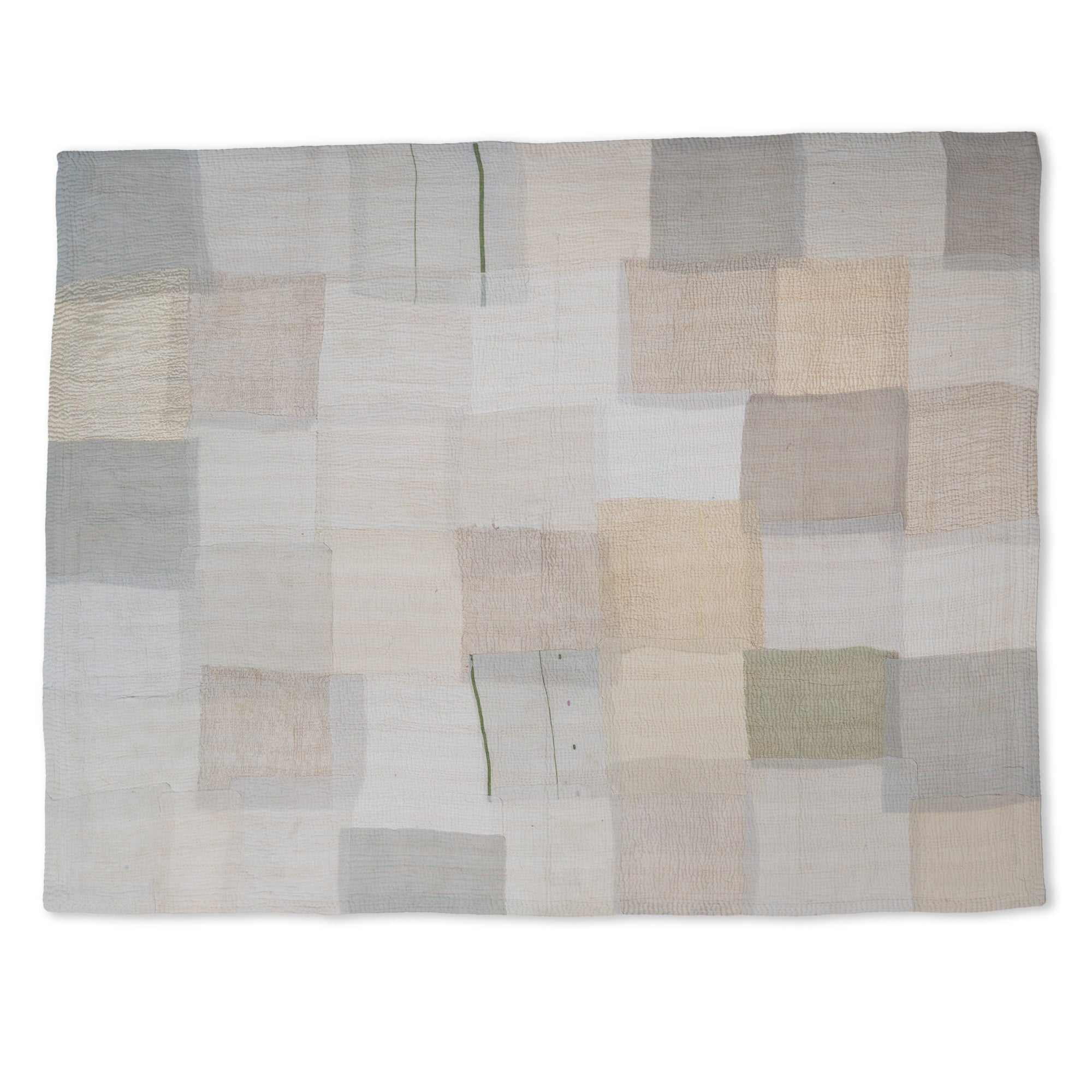 Gray Mist Fray Patch Kantha Throw