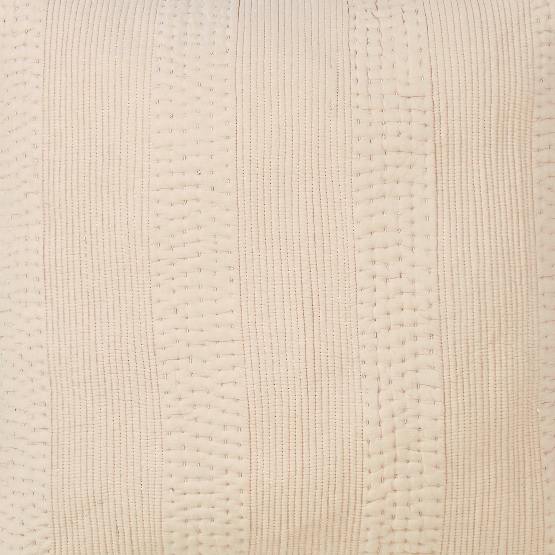 CL-164-11096-LOT1_2|Close-up of a soft beige quilted coverlet fabric with vertical stripe stitching, ideal for elegant bedroom layering.