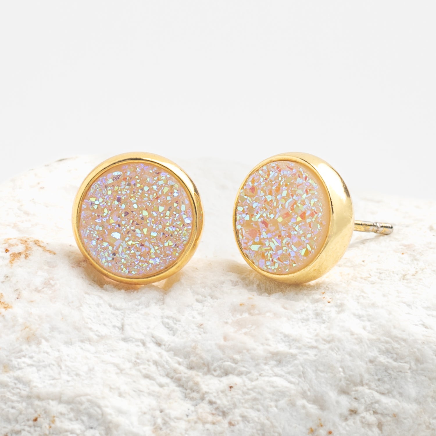 Gold agate studs, beautiful gold stud earrings, women's agate earrings, fair trade earrings